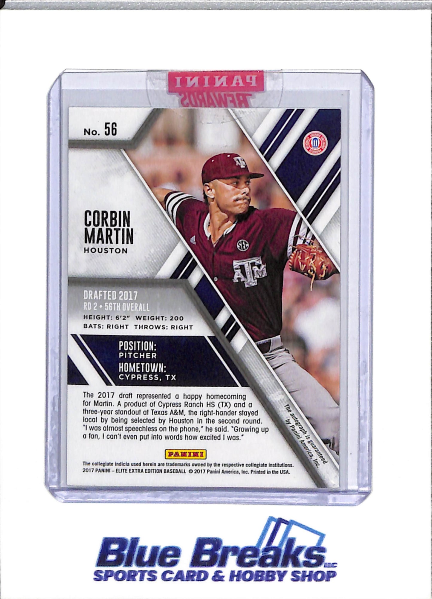 2017 Panini - Elite Extra Edition - Silver Foil Auto - Corbin Martin - #56 - Baseball - Cubs - drop