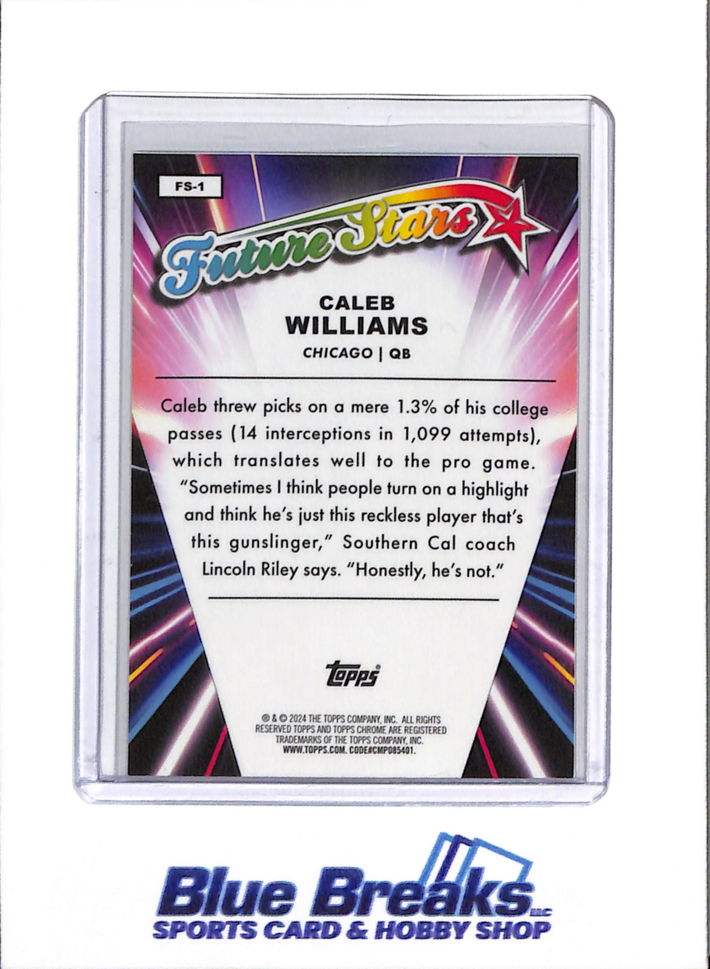 2024 Topps Chrome - Future Stars - Rookie Card X Factor - Caleb Williams - #FS-1 - Football - Bears - drop