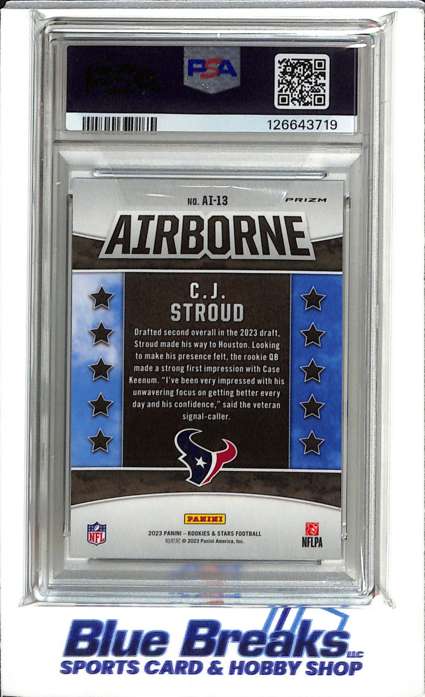 2023 Panini - Rookies & Stars - Airborne - CJ Stroud - PSA9 - #AI-13 - Football- Texans - drop
