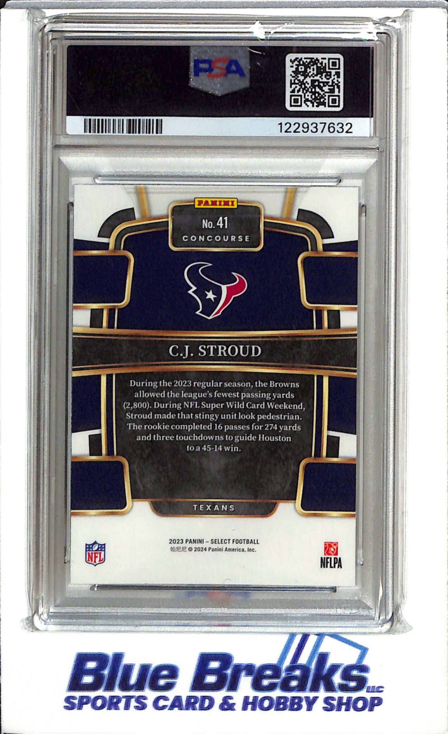 2023 Panini - Select - Rookie Card - CJ Stroud - PSA10 - #41 - Football - Texans - drop