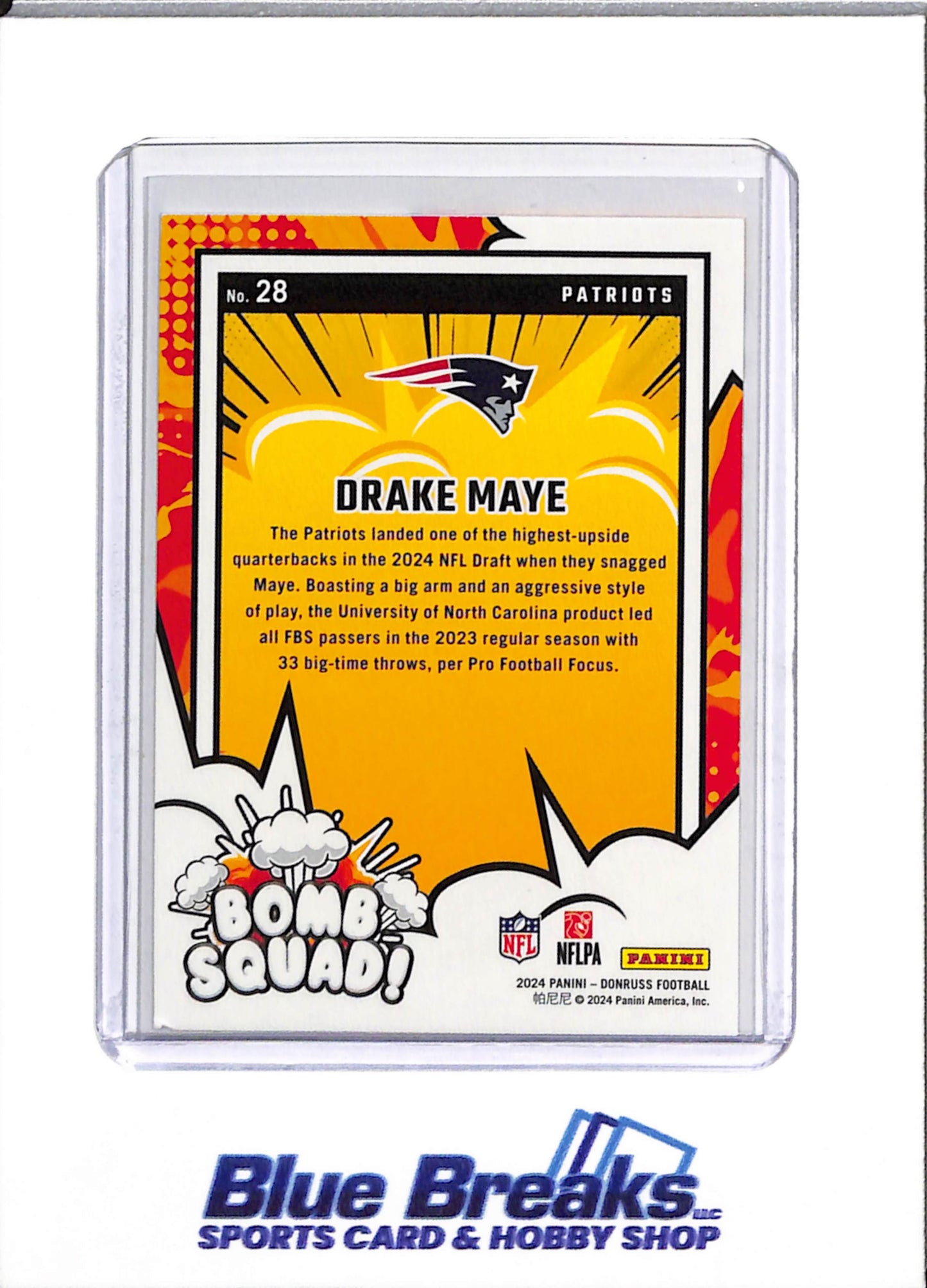2024 Panini - Donruss - Bomb Squad - Drake Maye - #28 - Football - Patriots - drop