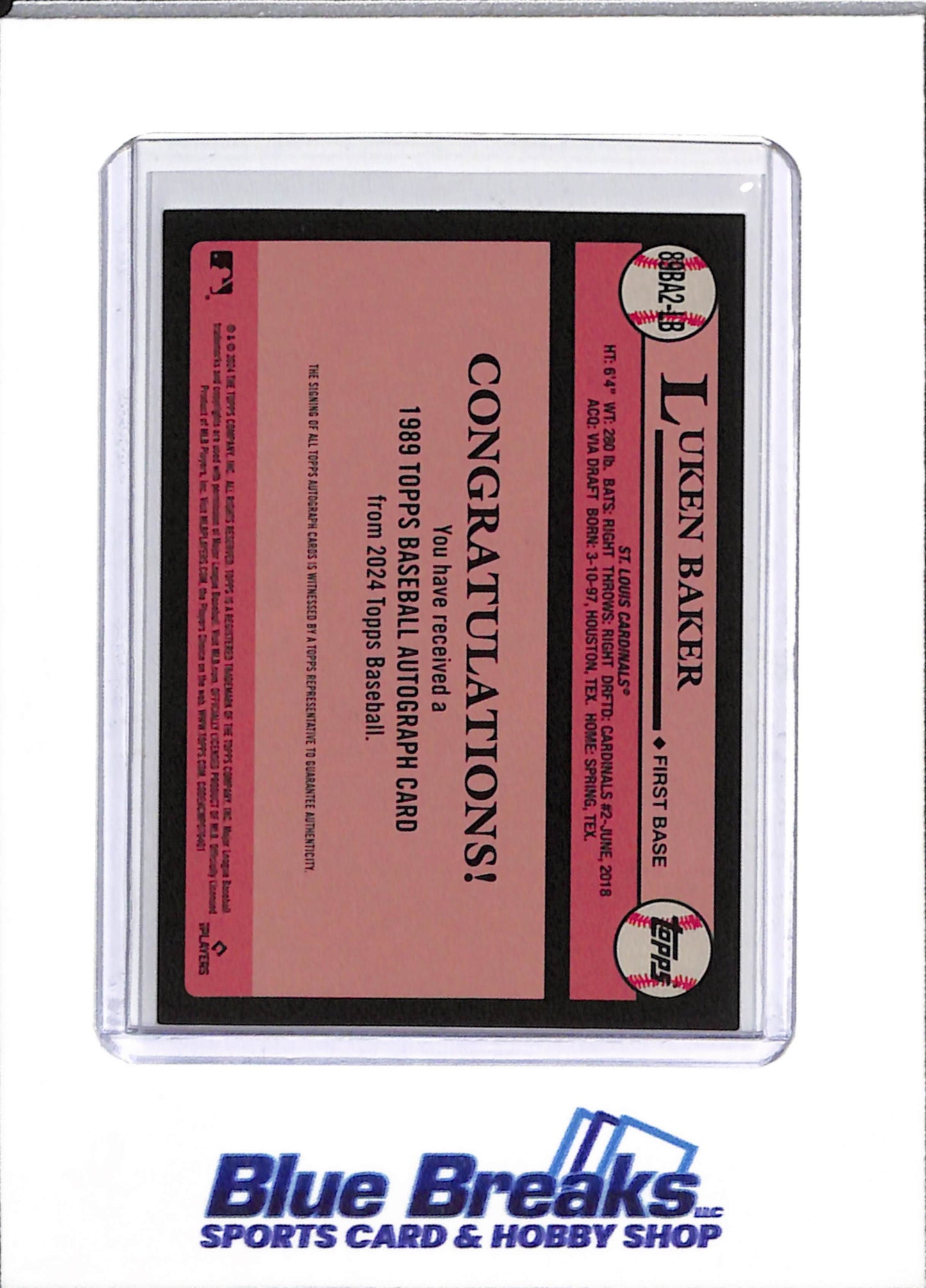 2024 Topps - 35 Anniversary - Auto -Lunken Baker - #89BA2-LB - Baseball - Cardinals - drop