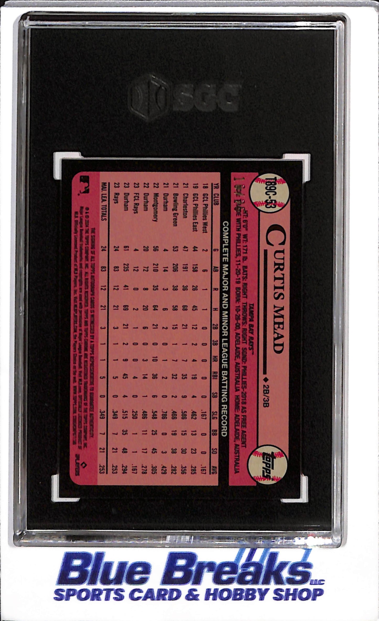 2024 Topps - Chrome '89 Auto - Orange Refractor - Curtis Mead - SGC8 - 10/25 - #T89C-53 - Baseball - Rays - drop