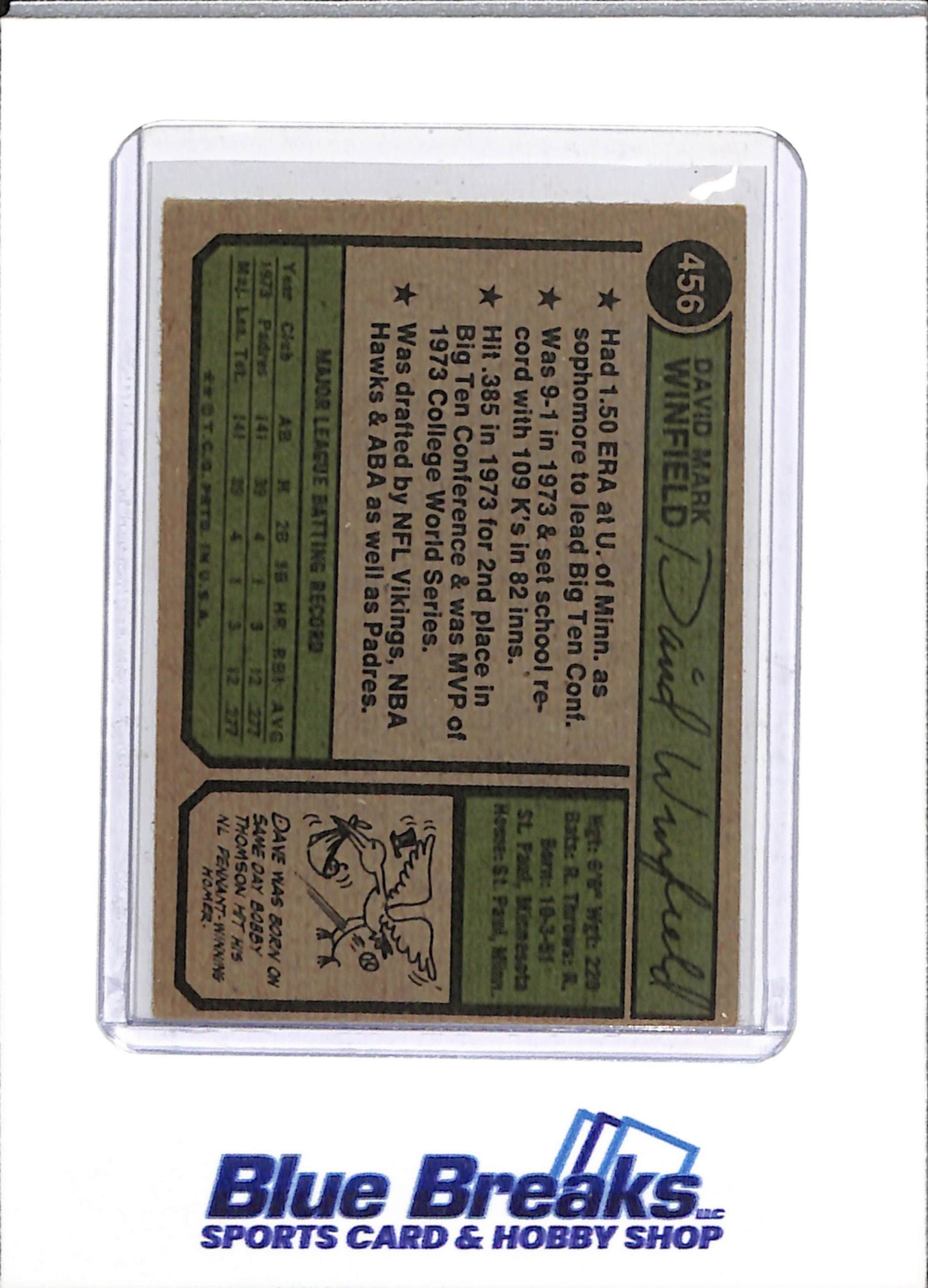 1974 Topps - Dave Winfield - #456 - Baseball - Padres - drop