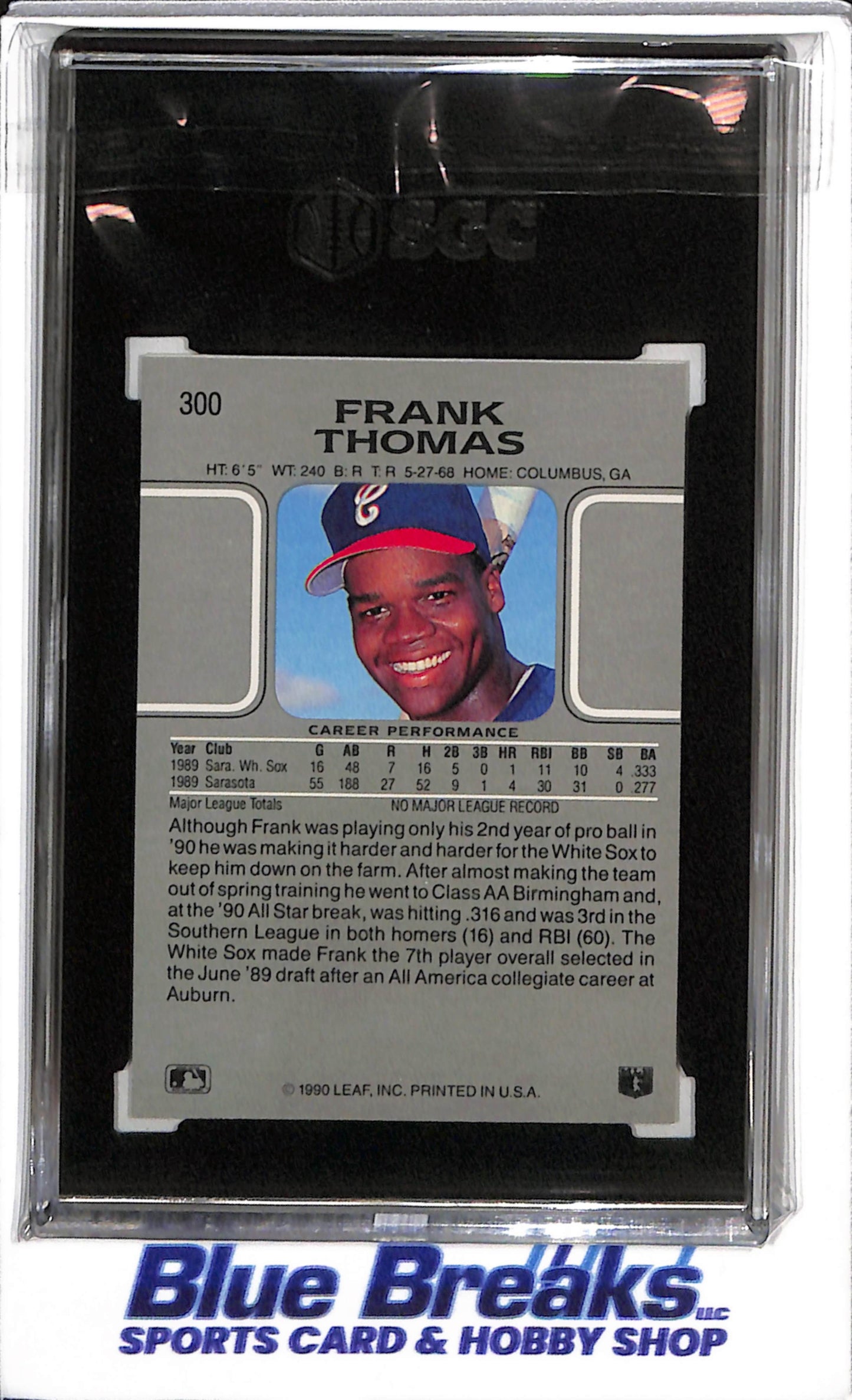 1990 Leaf - Frank Thomas - SGC9.5 - #300 - Baseball - White Sox - drop