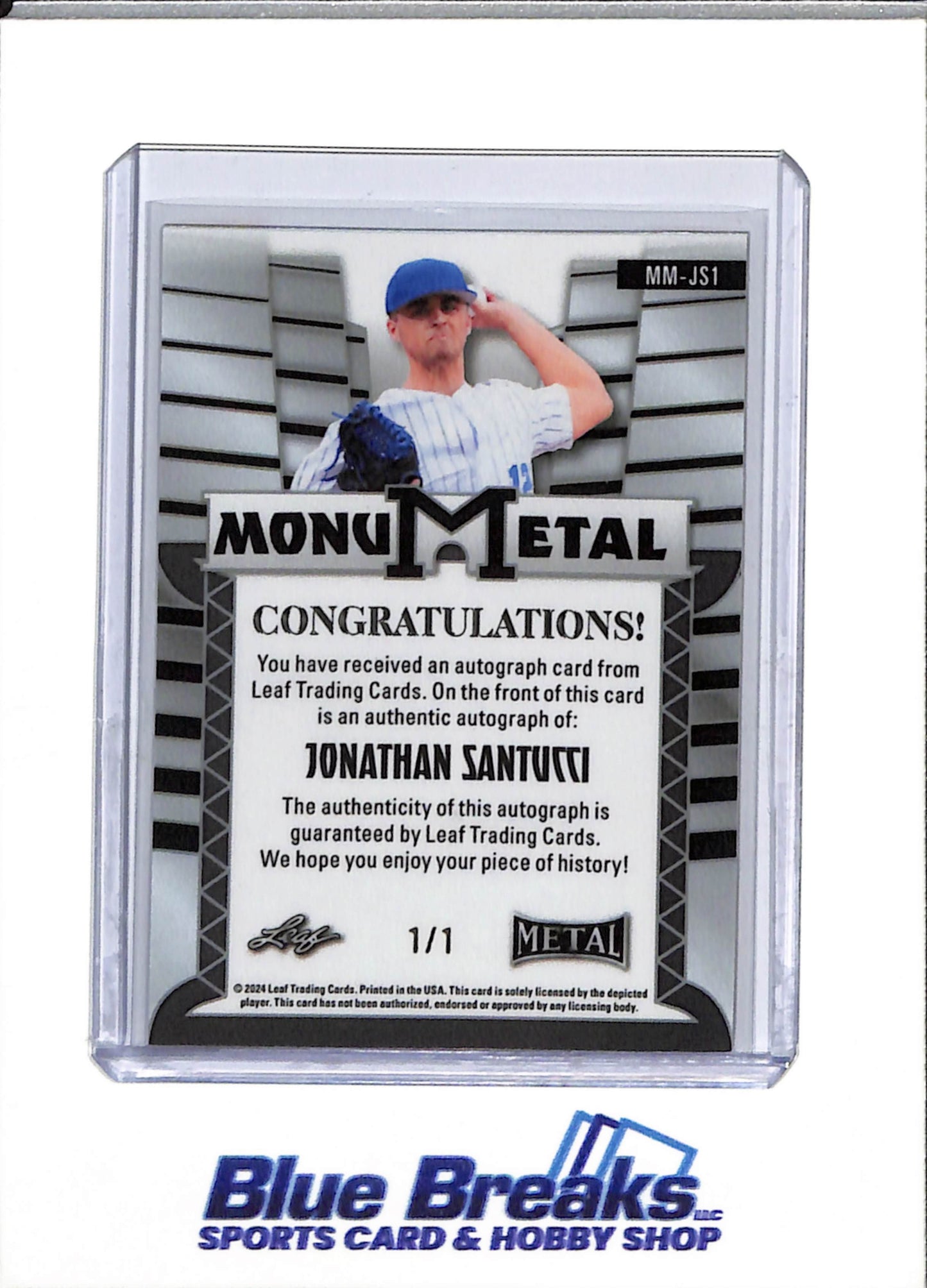 2024 Leaf - Metal - Monumetal - Orange Cracked Ice - Jonathan Santucci - 1/1 - #MM-JS1 - Baseball - Mets