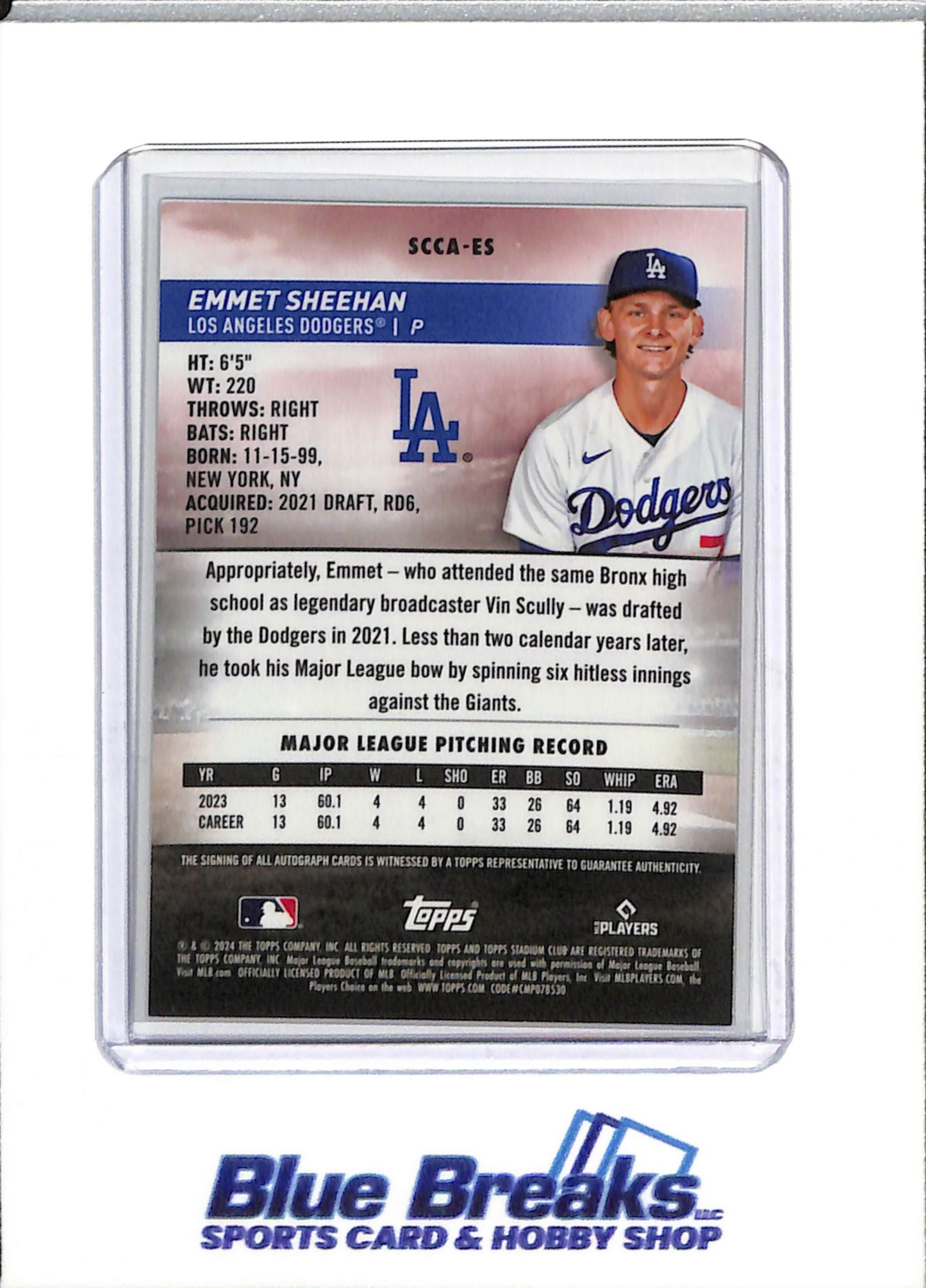 2024 Topps - Stadium Chrome - Auto - Emmet Sheehan - #SCCA-ES - Baseball - Dodgers - drop
