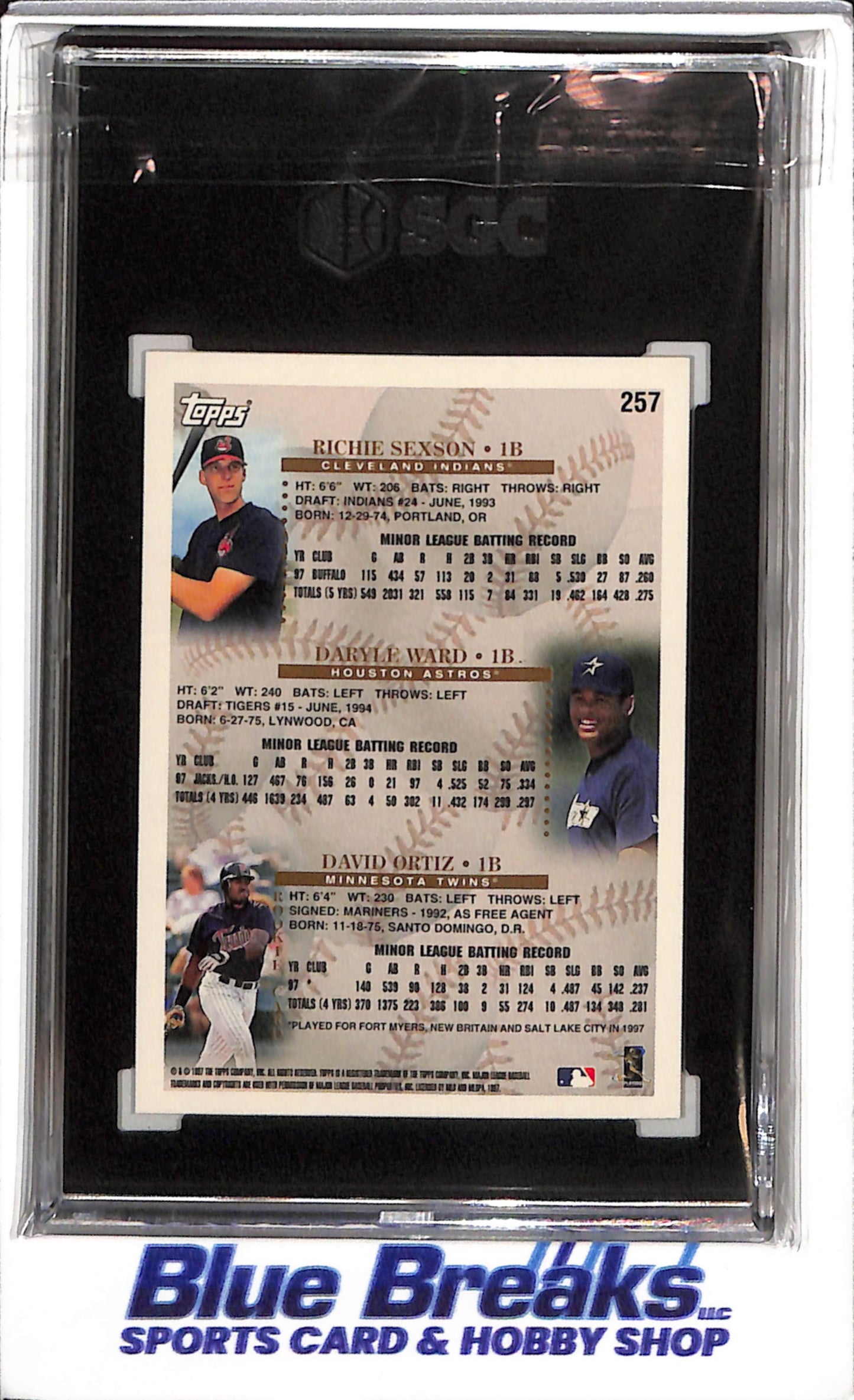 1998 Topps - Prospects - Sexson/Ortiz - SGC9 - #257 - Baseball - Indians - Astros - Twins - drop
