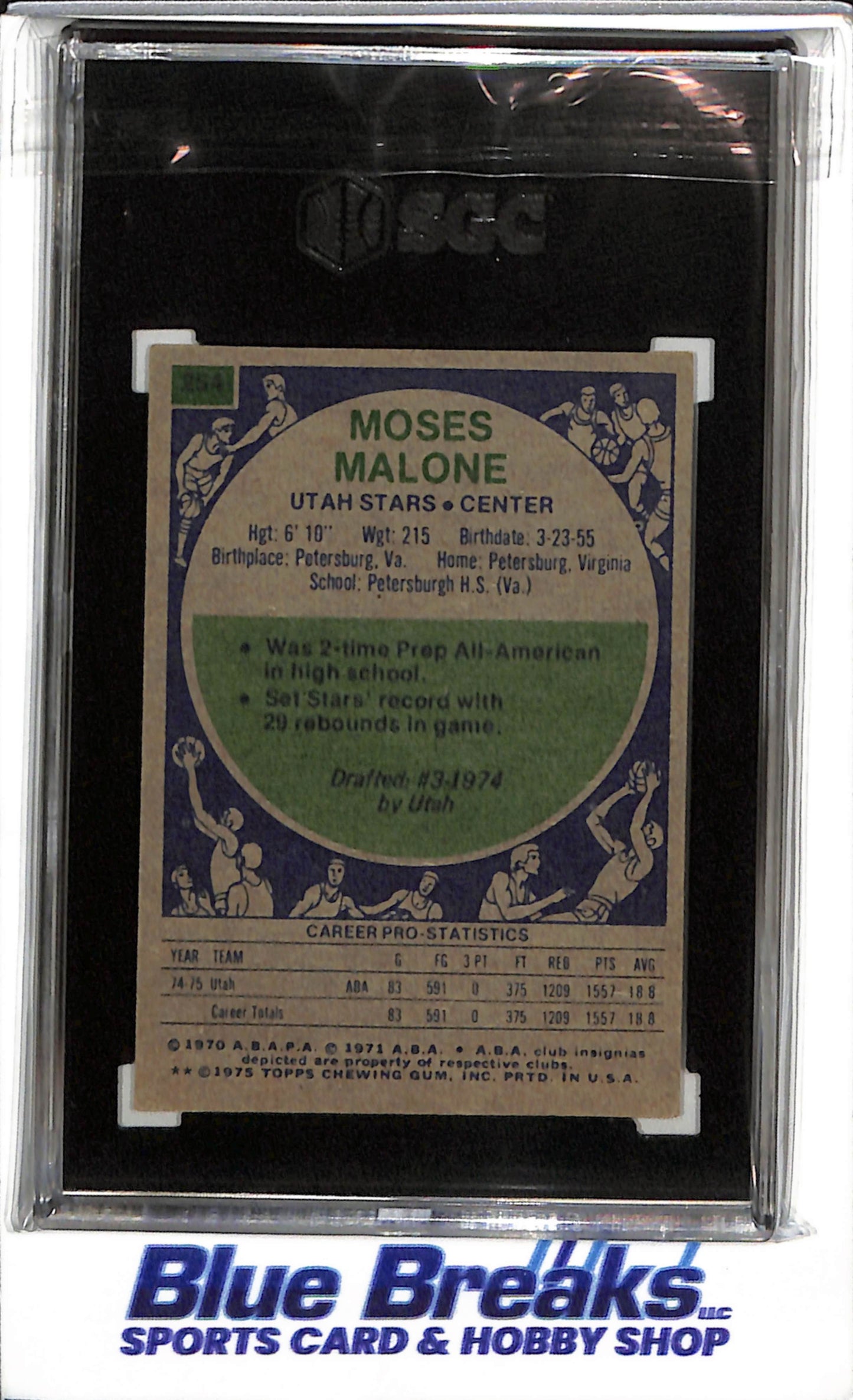 1975-76 Topps - Moses Malone - SGC5 - #254 - Basketball - Stars - drop