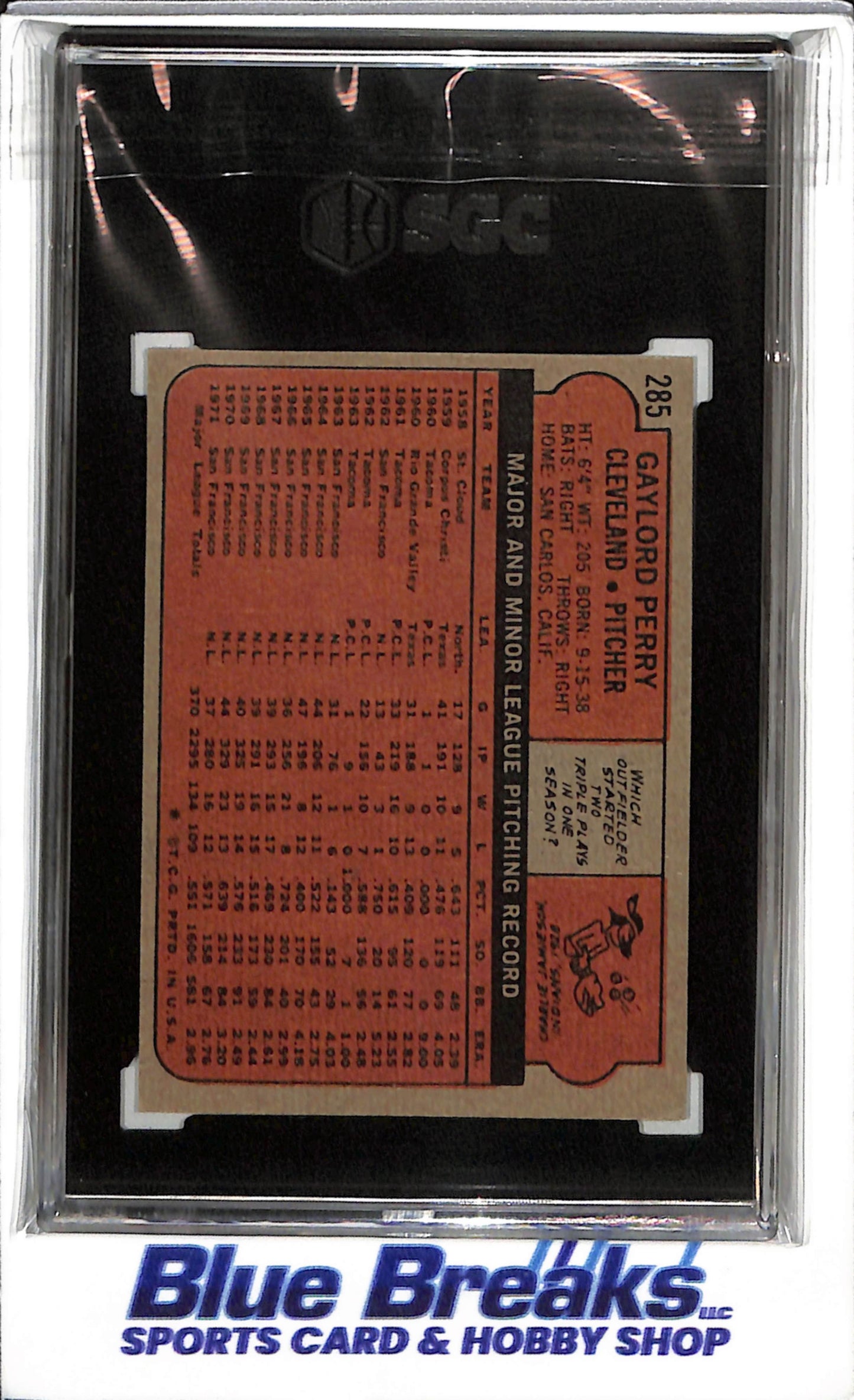 1972 Topps - Gaylord Perry - SGC7.5 - #285 - Baseball - Indians - drop
