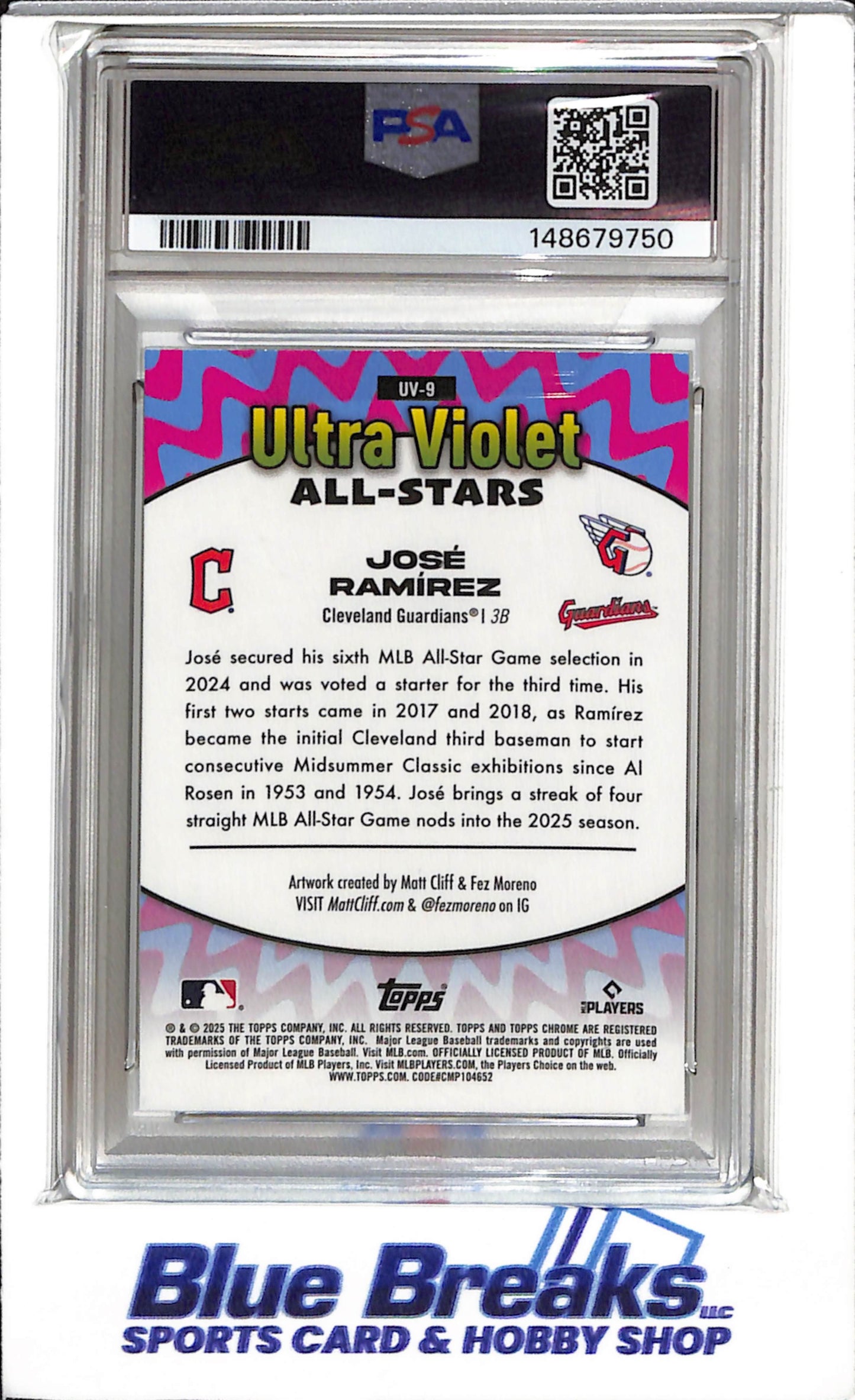 2025 Topps - Chrome - Ultra Violet - All-Stars - Jose Ramirez - PSA8 - #UV-9 - Baseball - Guardians