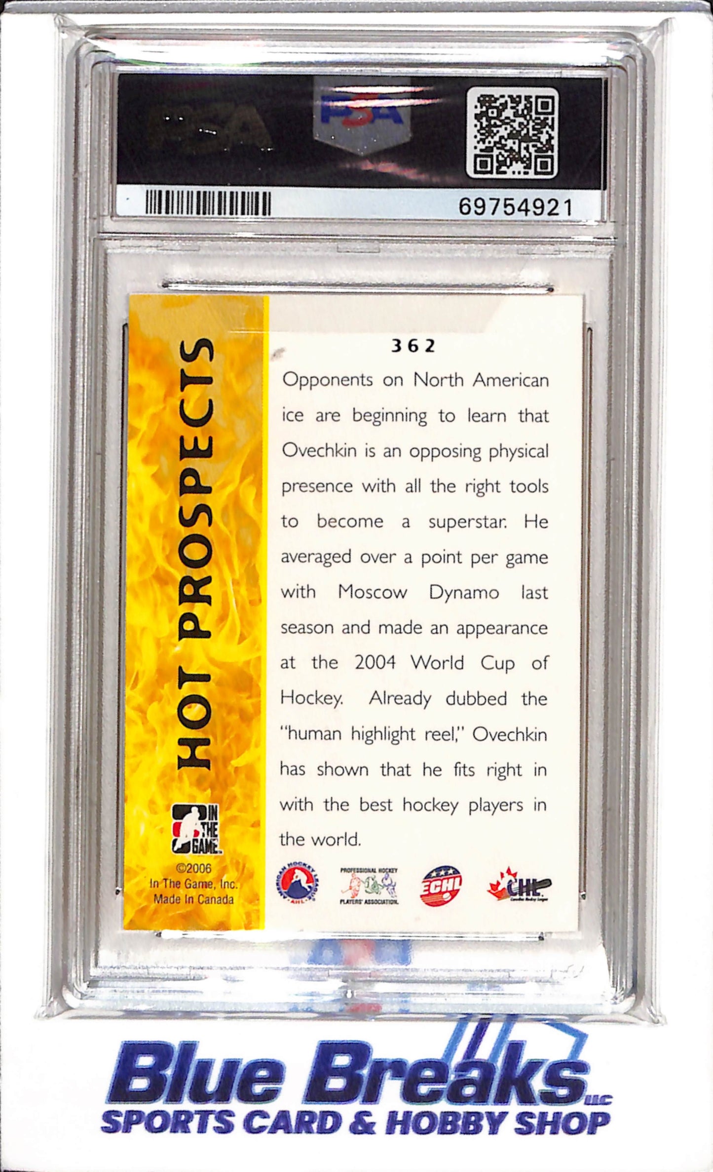 2005 In the Game - Heros & Prospects - Alexander Ovechkin - PSA10 - #362 - Ice Hockey - Russia - drop