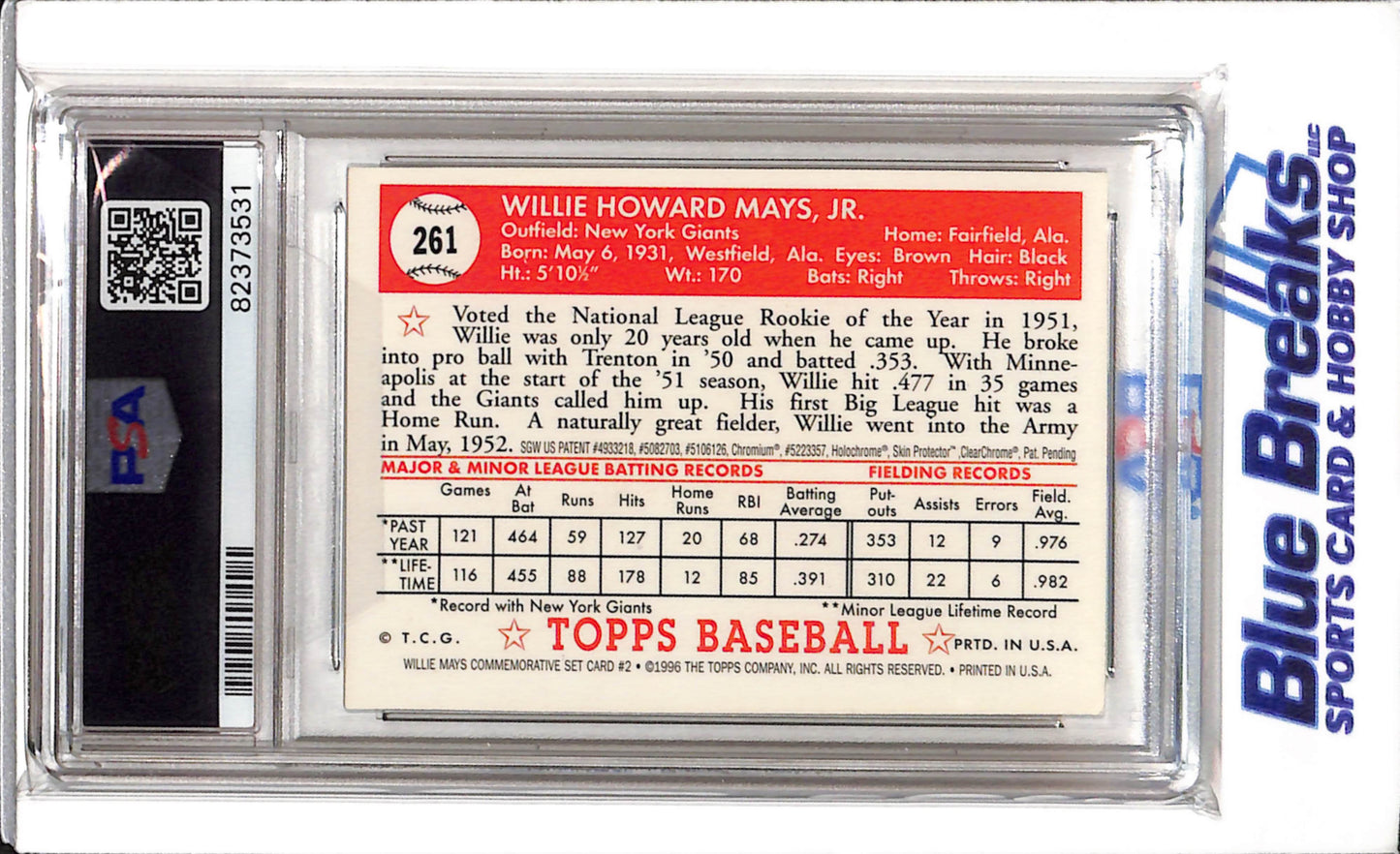 1997 Topps - 1952 Reprint - Willie Mays - PSA 6 - #2 - Baseball - Giants