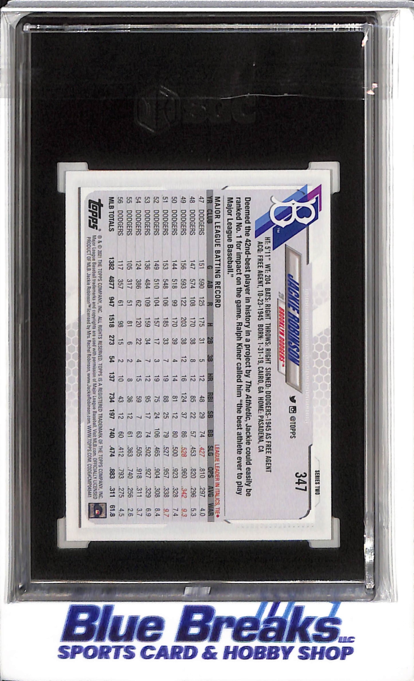 2021 Topps - Portrait Variation - Jackie Robinson - SGC9.5 - #347 - Baseball - Dodgers - drop