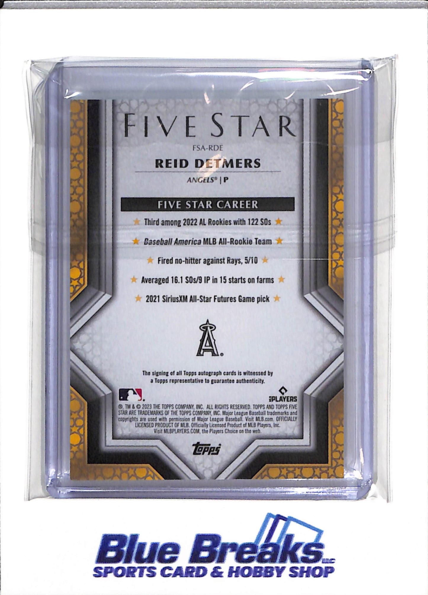 2023 Topps - Five Star - Gold Border - Auto - Reid Detmers - 11/75 - #FSA-RDE - Baseball - Angels - drop