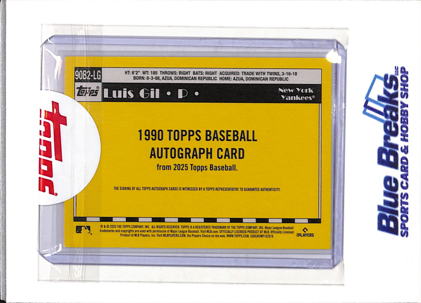 2025 Topps - 35th Anniversary - Auto - Luis Gil - #90B2-LG - Baseball - Yankees