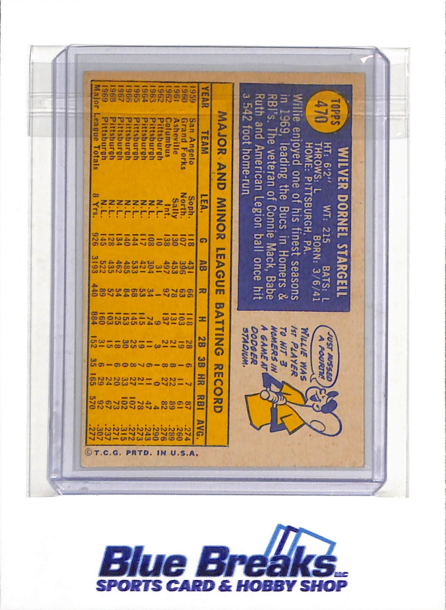 1970 Topps - Willie Stargell - #470 - Baseball - Pirates - drop