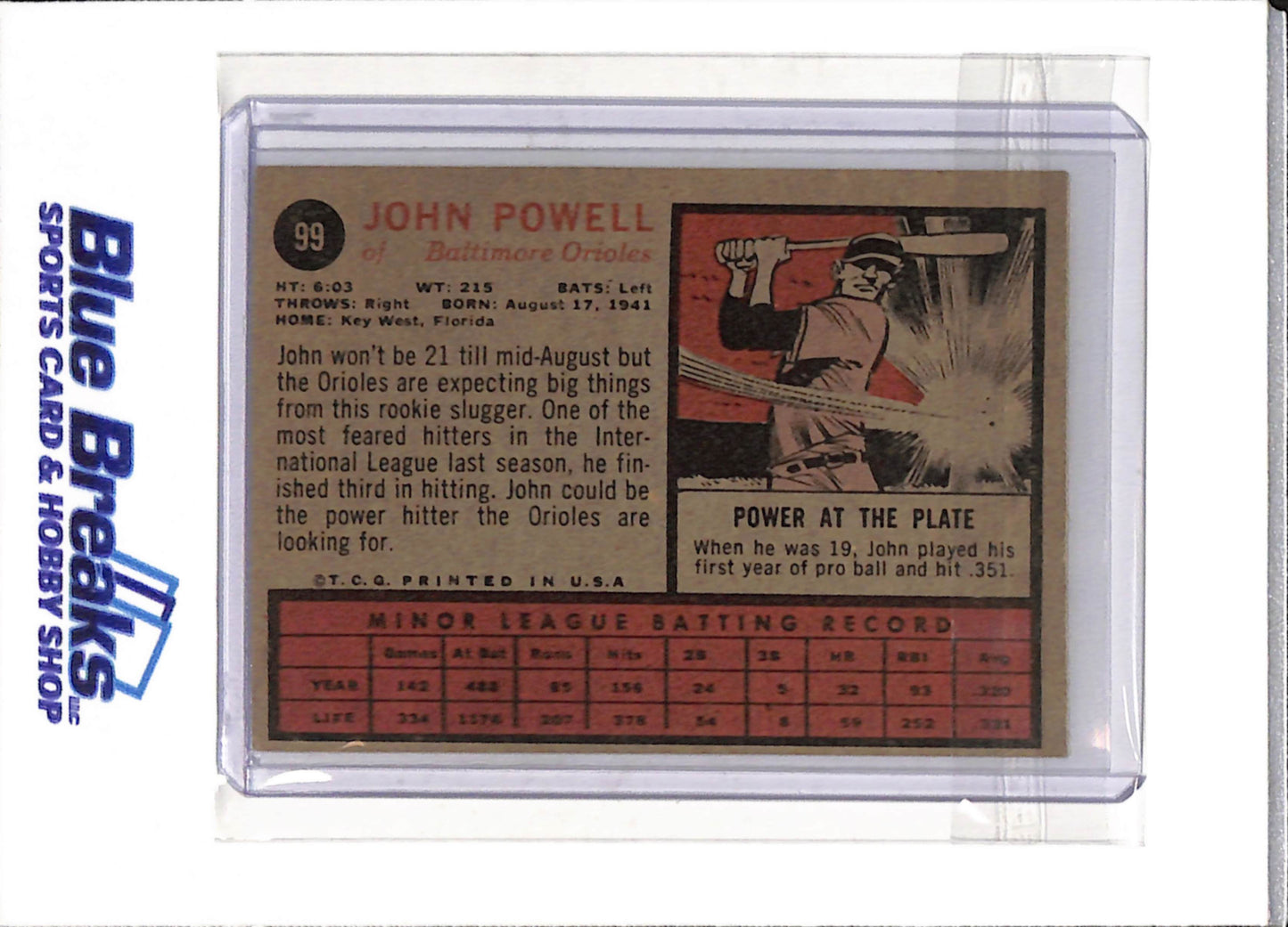 1962 Topps - Rookie - John Powell - #99 - Baseball - Orioles