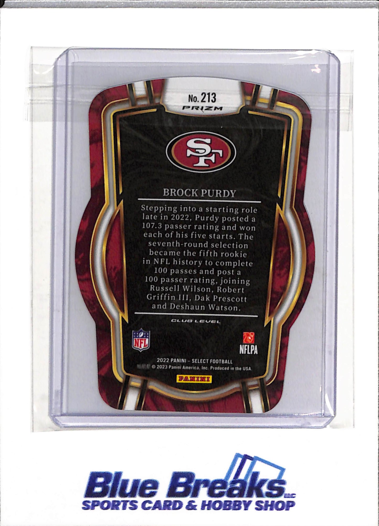 2022 Panini - Prizm Select - Rookie Card - Die Cut - Brock Purdy - #213 - Football - 49ers - drop