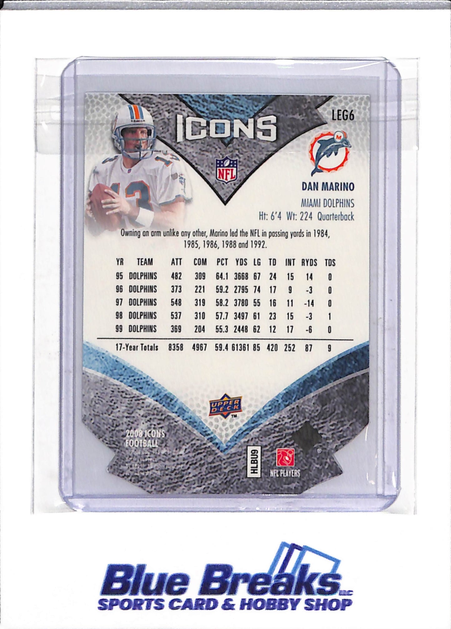 2008 Topps - NFL Legends - Die Cut - Icons - Dan Marino - 145/150 - #LEG6 - Football - Dolphins - drop