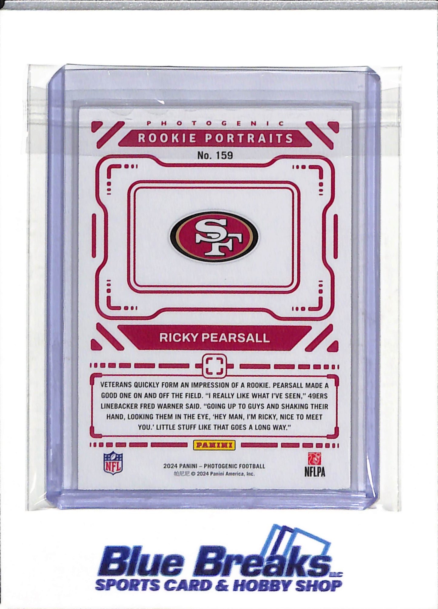 2024 Panini - Photogenic - Rookie Portraits - Red Foil - Ricky Pearsall - 059/150 - #159 - Football - 49ers - drop