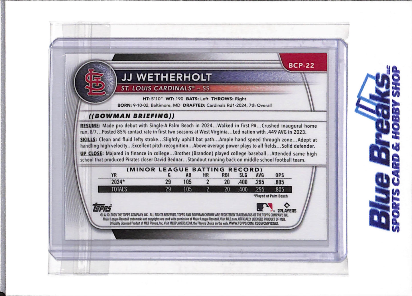 2025 Topps - Bowman Chrome - Refractor - Prospects - #BCP-22 - Baseball - Cardinals