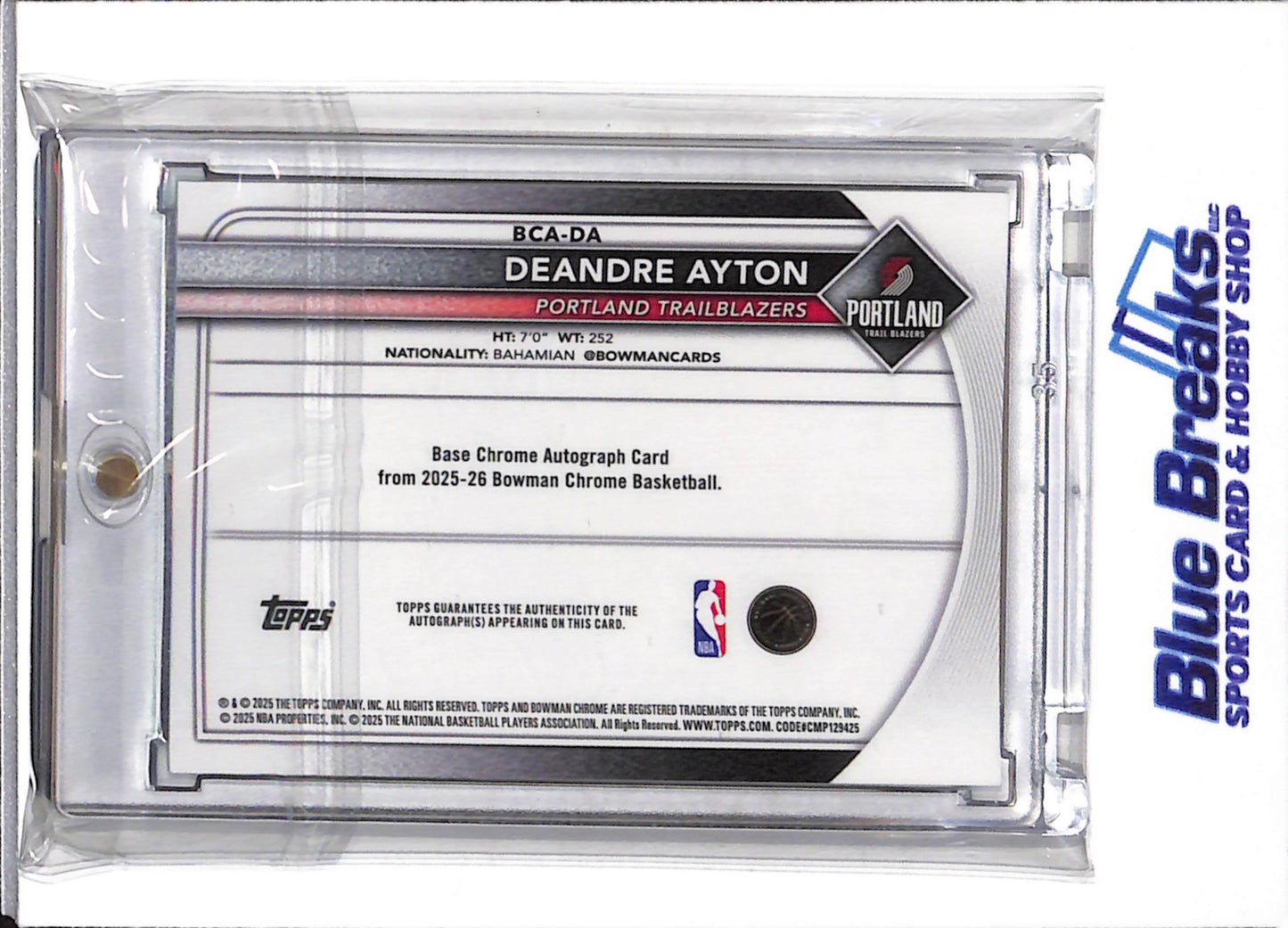 2025 Topps - Bowman Chrome - Veterans - Green Auto - Deandre Ayton - 76/99 - #BCA-DA - Basketball - Trailblazers