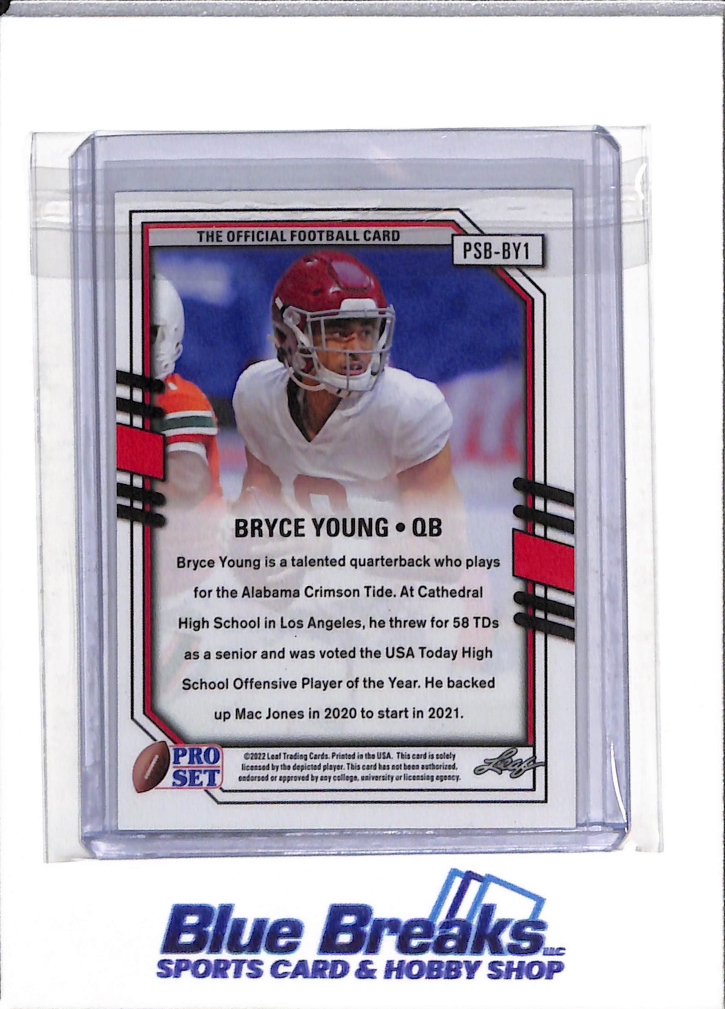 2022 Leaf - Pro Set - The Official Football Card - Silver Refractor - Bryce Young - #PSB-BY1 - Football - Crimson Tide - drop