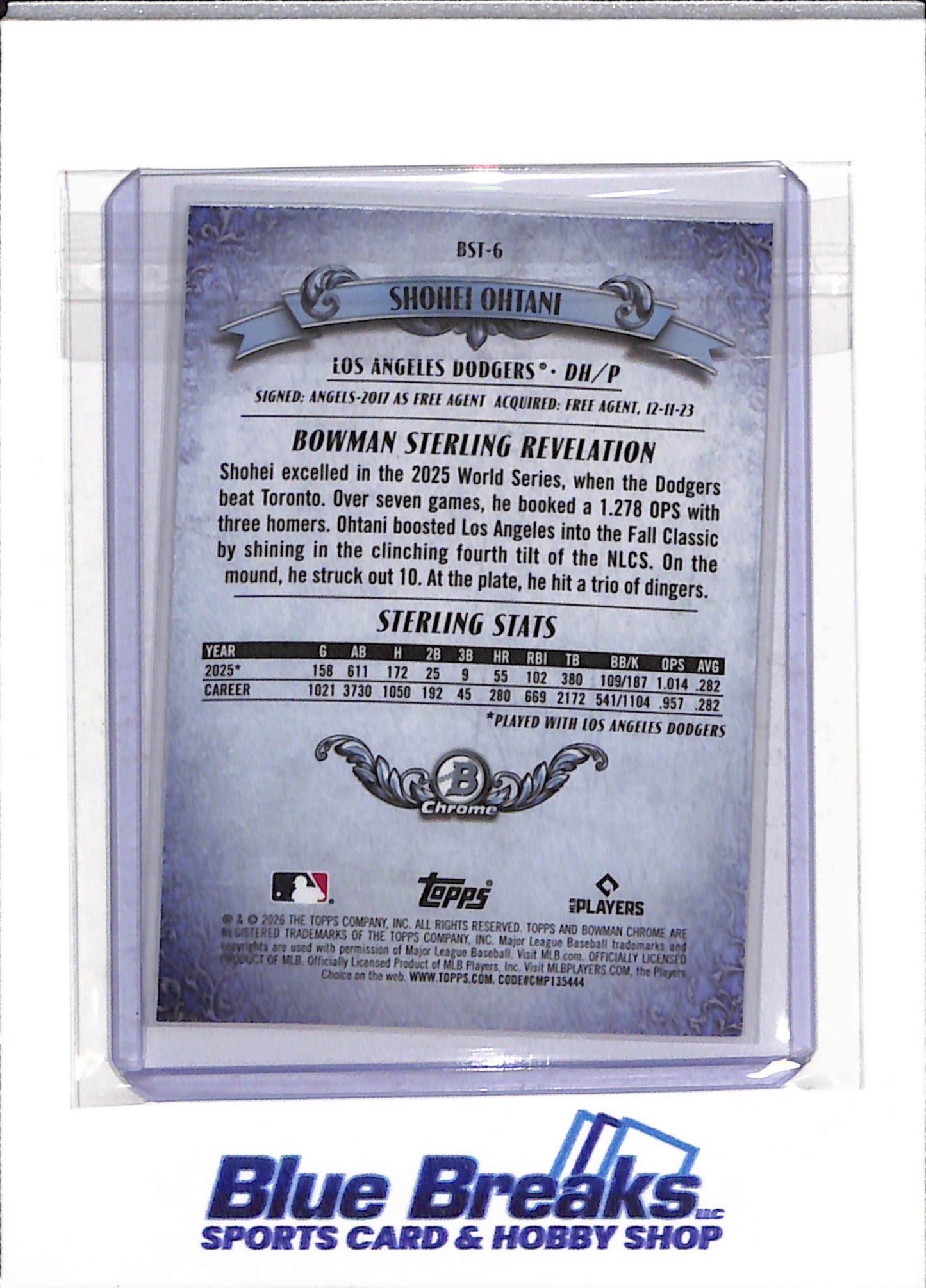 2026 Topps - Bowman Sterling - Foil - Shohei Ohtani - #BST-6 - Baseball - Dodgers - drop