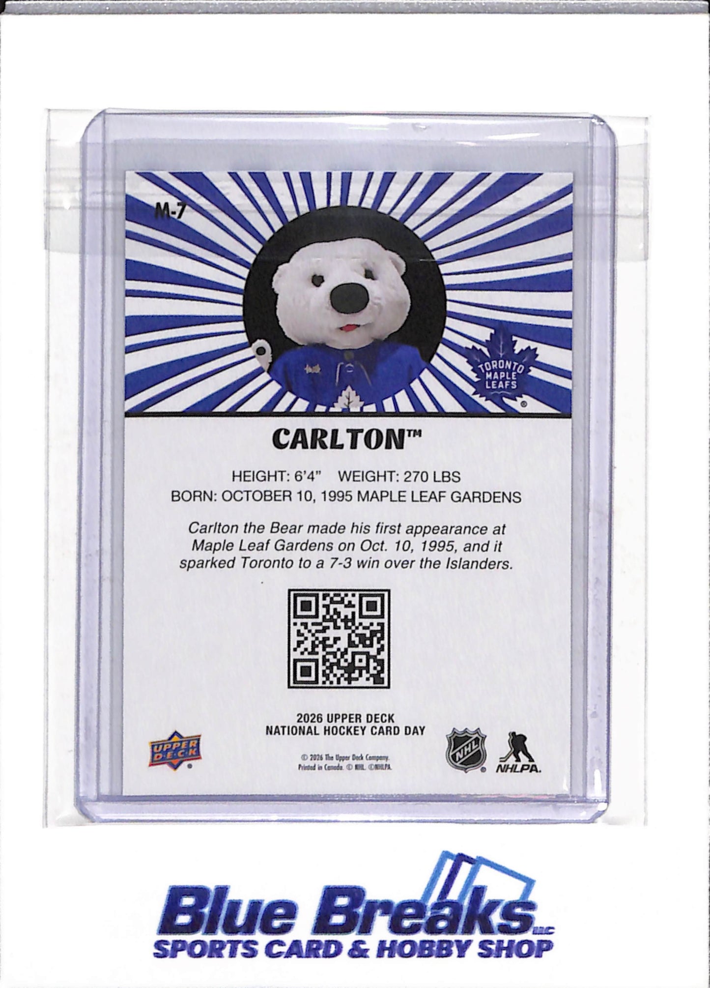 2026 Upper Deck - National Hockey Card Day - Carlton - #M-7 - Ice Hockey - Maple Leafs - drop