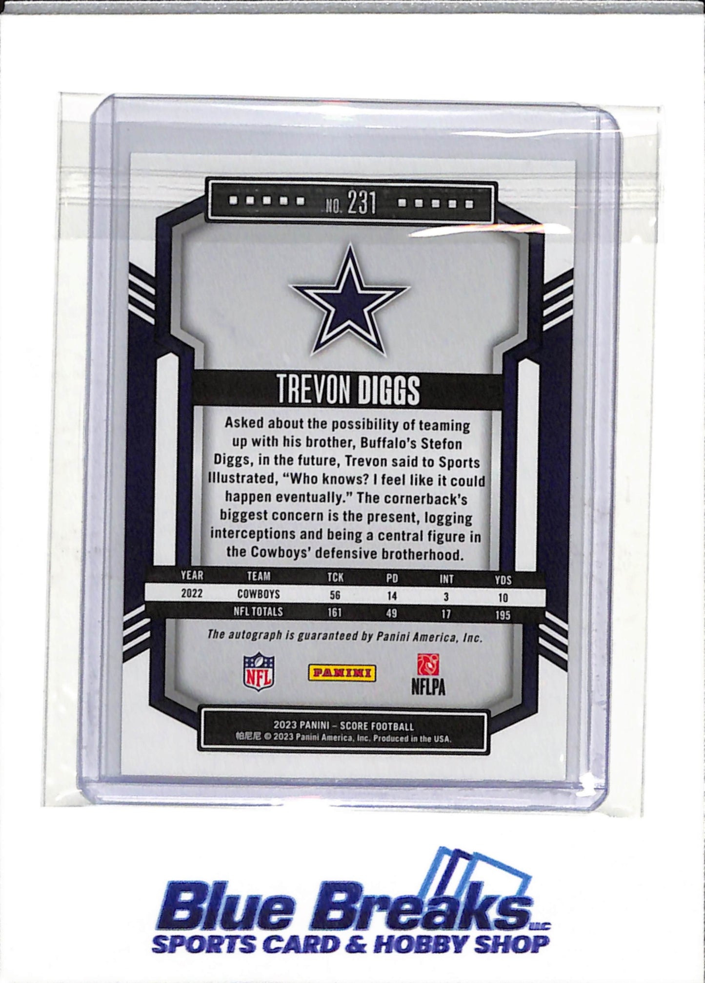 2023 Panini - Score - Auto - Trevon Diggs - #231 - Football - Cowboys - drop