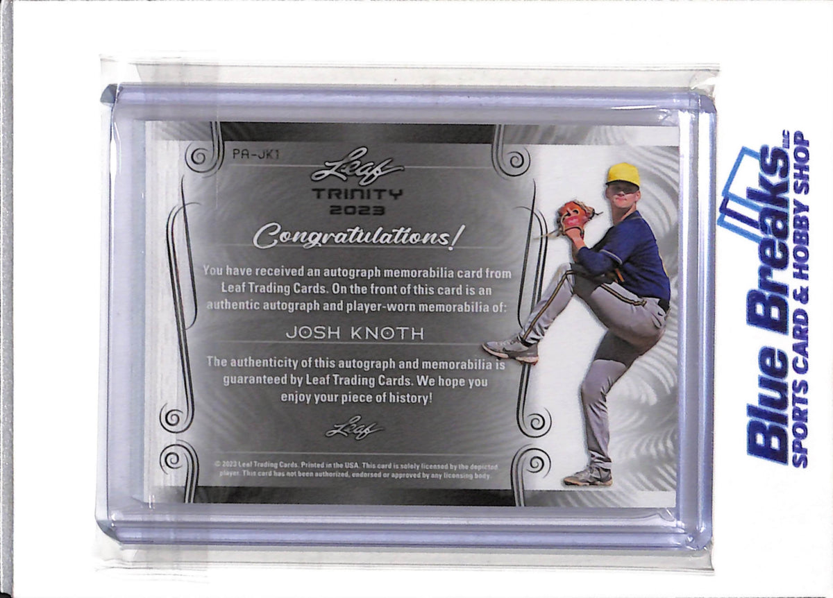 2023 Leaf - Trinity - Rookie Card - Auto - Josh Knoth - 10/99 - #PA-JK1 - Baseball - Brewers