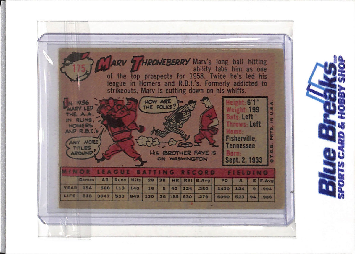1958 Topps - Marv Throneberry - #175 - Baseball - Yankees