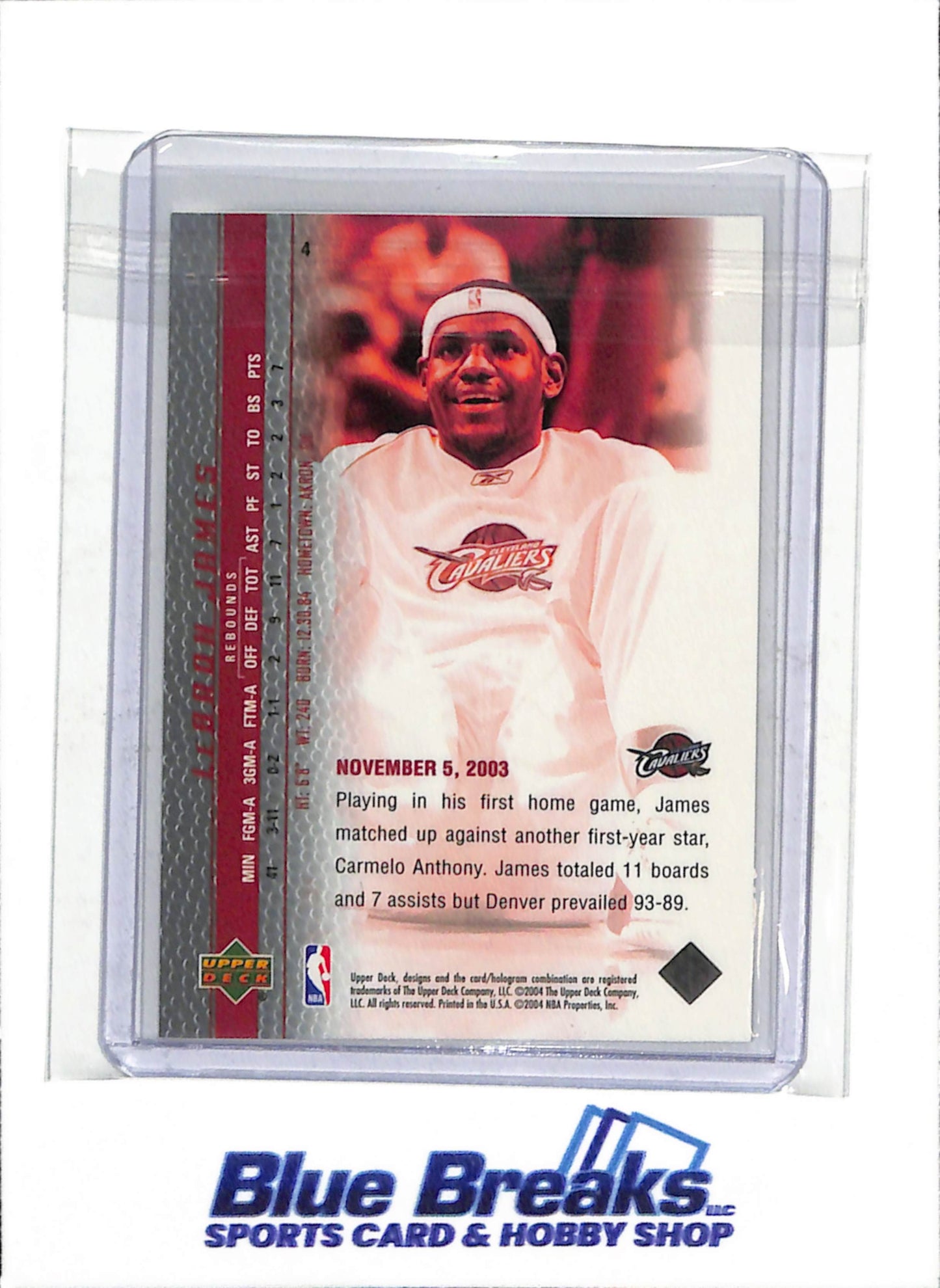 2004 Upper Deck - Phenomenal Beginning - LeBron James - #4 - Basketball - Cavaliers - drop