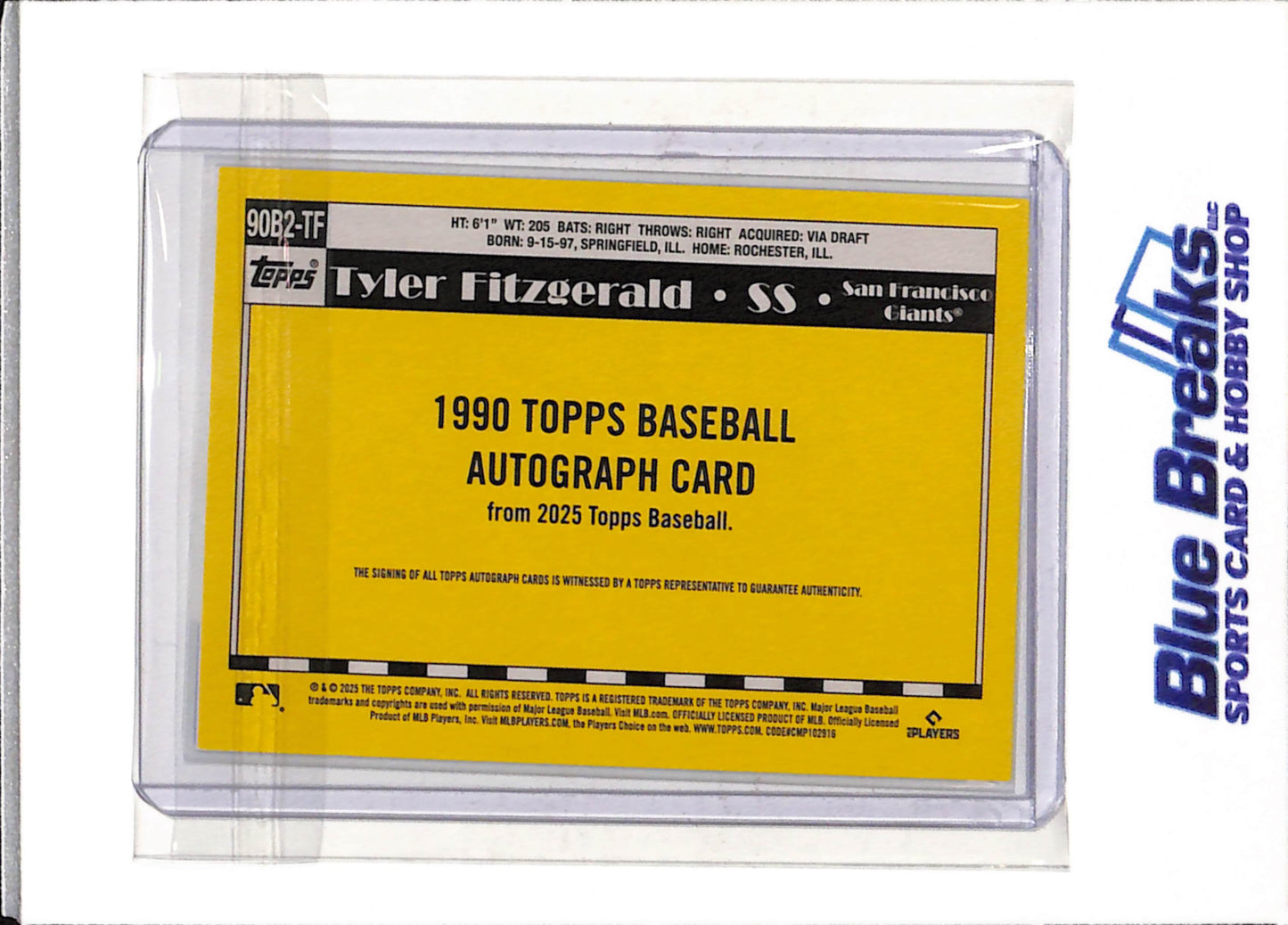 2025 Topps - 35th Anniversary - Auto - Tyler Fitzgerald - #90B2-TF - Baseball - Giants