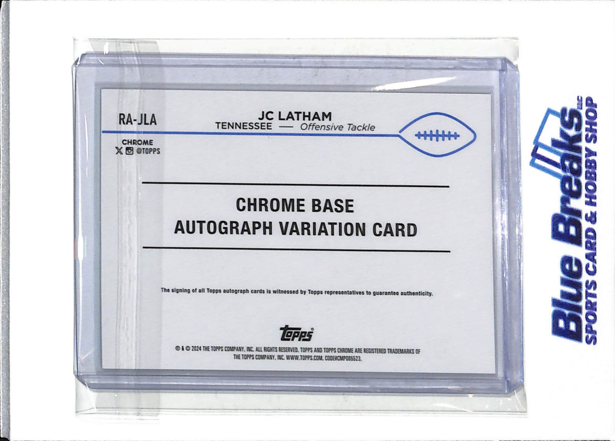 2024 Topps - Chrome - Aqua Border Auto - JC Latham - 167/199 - #RA-JLA - Football - Titans