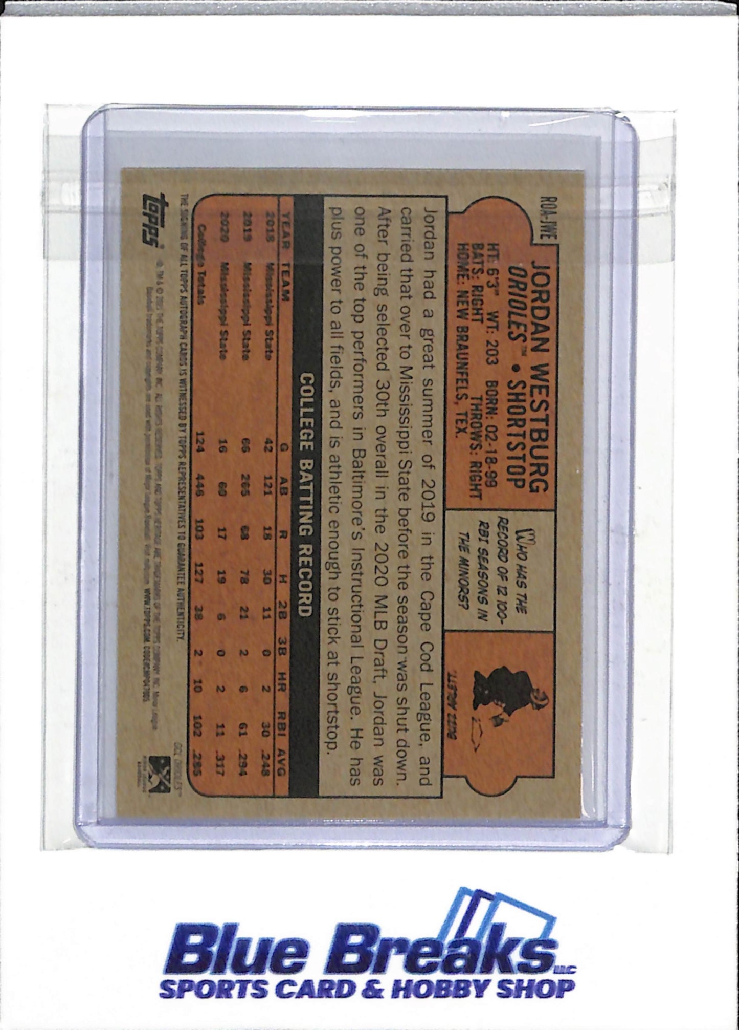 2021 Topps - Heritage - Auto - Jordan Westburg - #ROA-JWE - Baseball - Orioles - drop