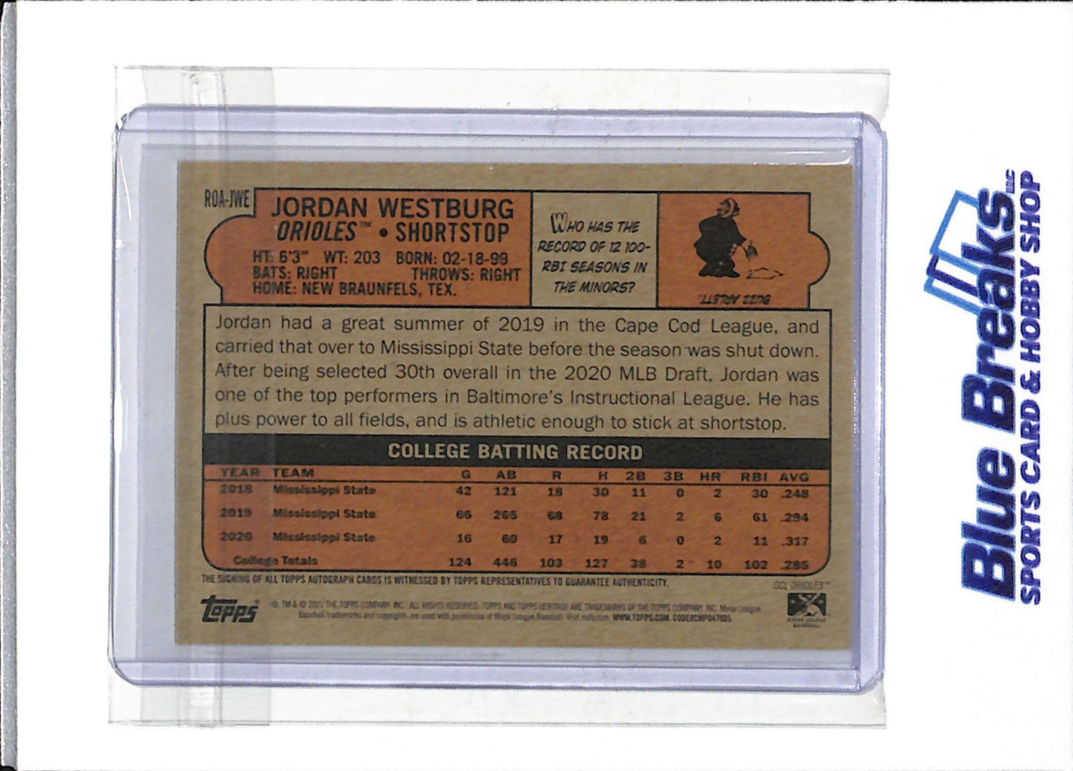 2021 Topps - Heritage - Auto - Jordan Westburg - #ROA-JWE - Baseball - Orioles