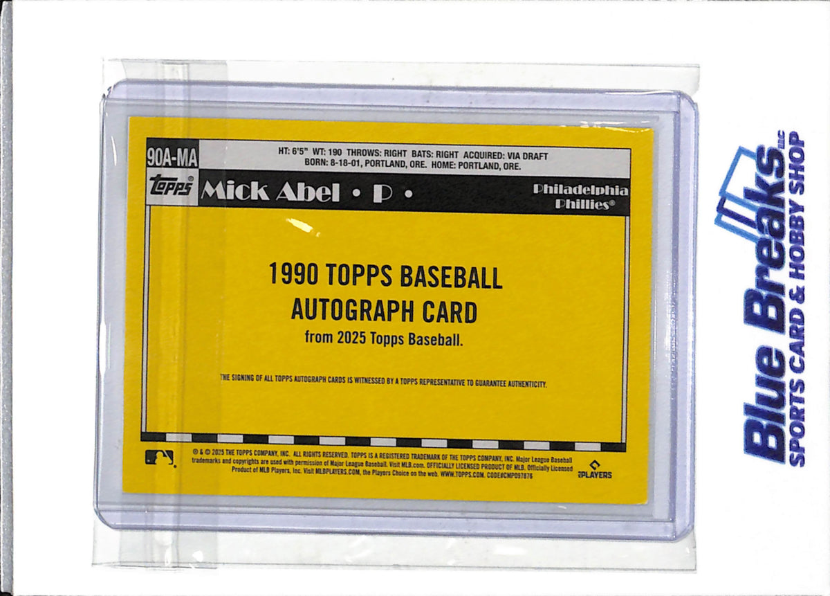 2025 Topps - 35th Anniversary - Rookie Card Auto - Mick Abel - #90A-MA - Baseball - Phillies