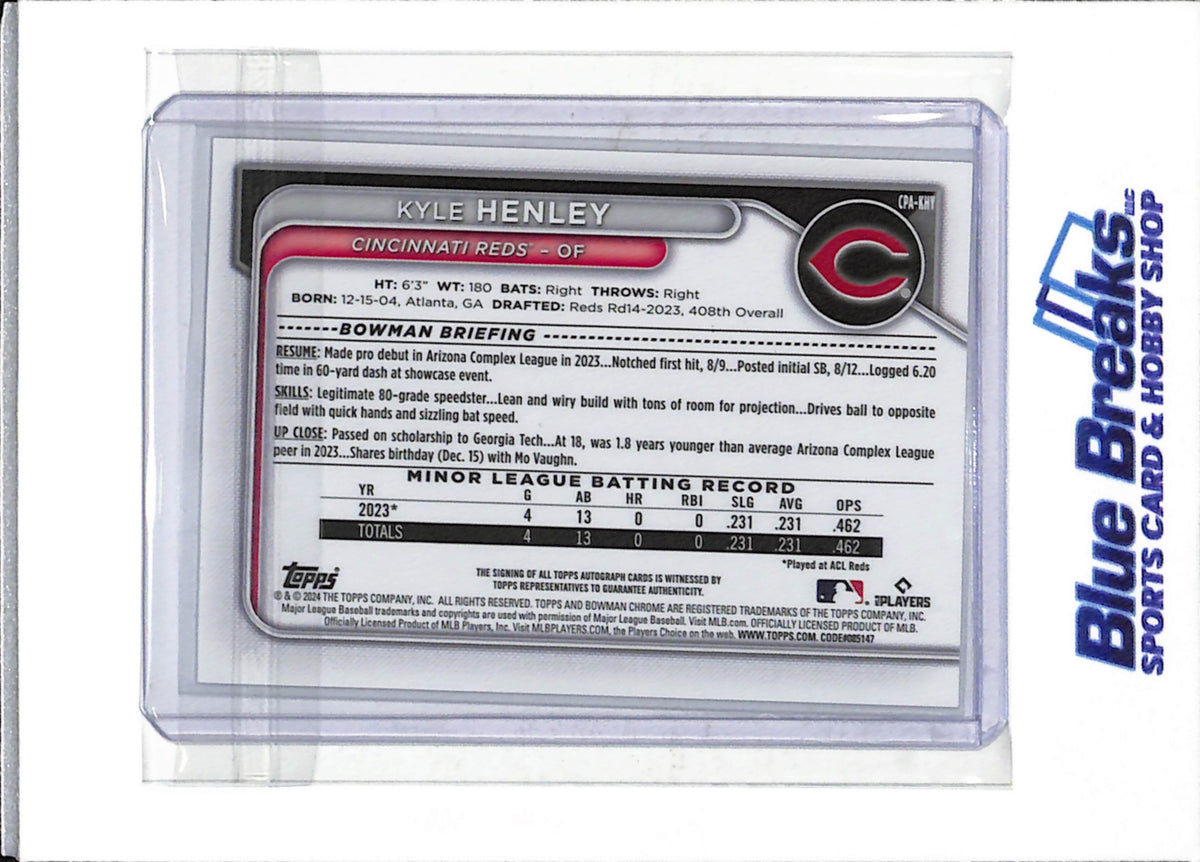 2024 Topps - Bowman Chrome - Refractor - Kyle Henley - #CPA-KHY - Baseball - Reds