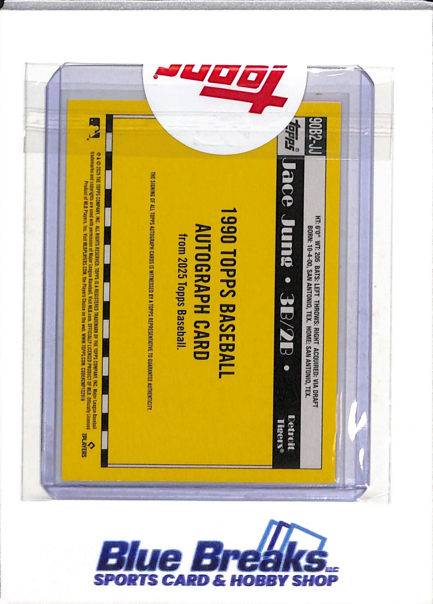 2025 Topps - 35th Anniversary - Rookie Card - Jace Jung - #90B2-JJ - Baseball - Tigers - drop