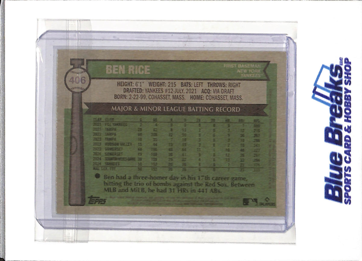 2025 Topps - Heritage - Rookie Card - Ben Rice - #406 - Baseball - Yankees