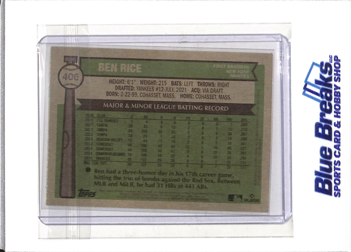2025 Topps - Heritage - Rookie Card - Ben Rice - #406 - Baseball - Yankees