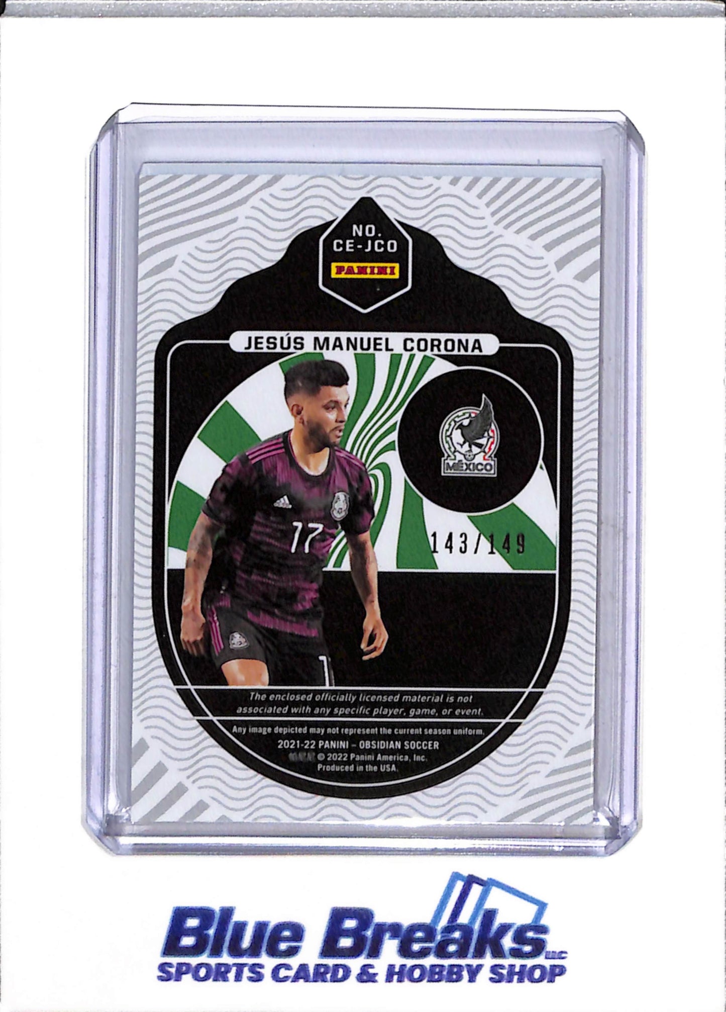 2021 Panini Obsidian Jesus Manuel Corona relic 143/149 #CE-JCO Mexico