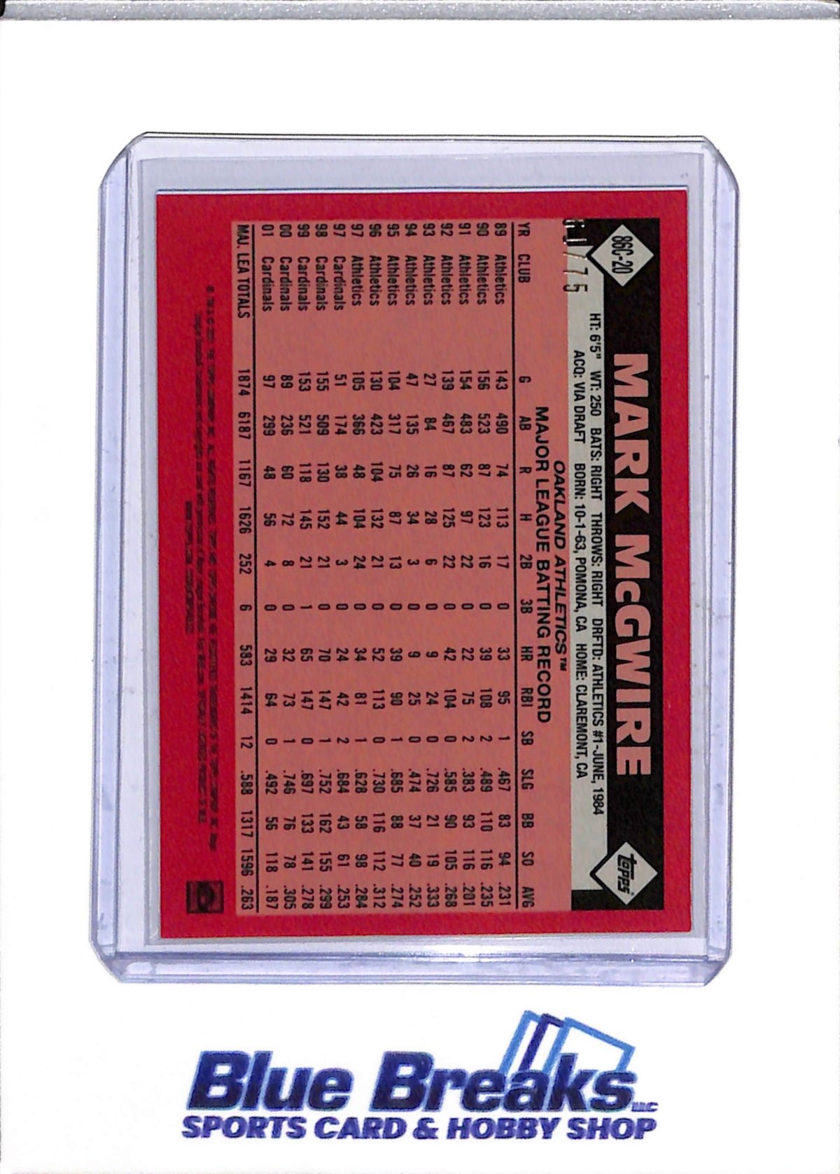 2021 Topps - Chrome - Purple Mojo - Mark McGwire - 61/75 - #86C-20 - Baseball - Athletics