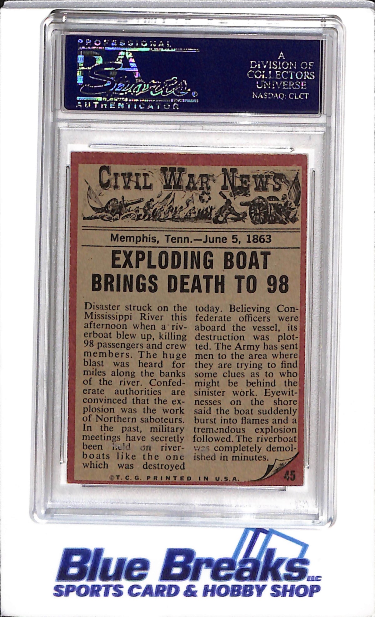 1962 Civil War News - The Riverboat - Explodes - #45 - PSA 5
