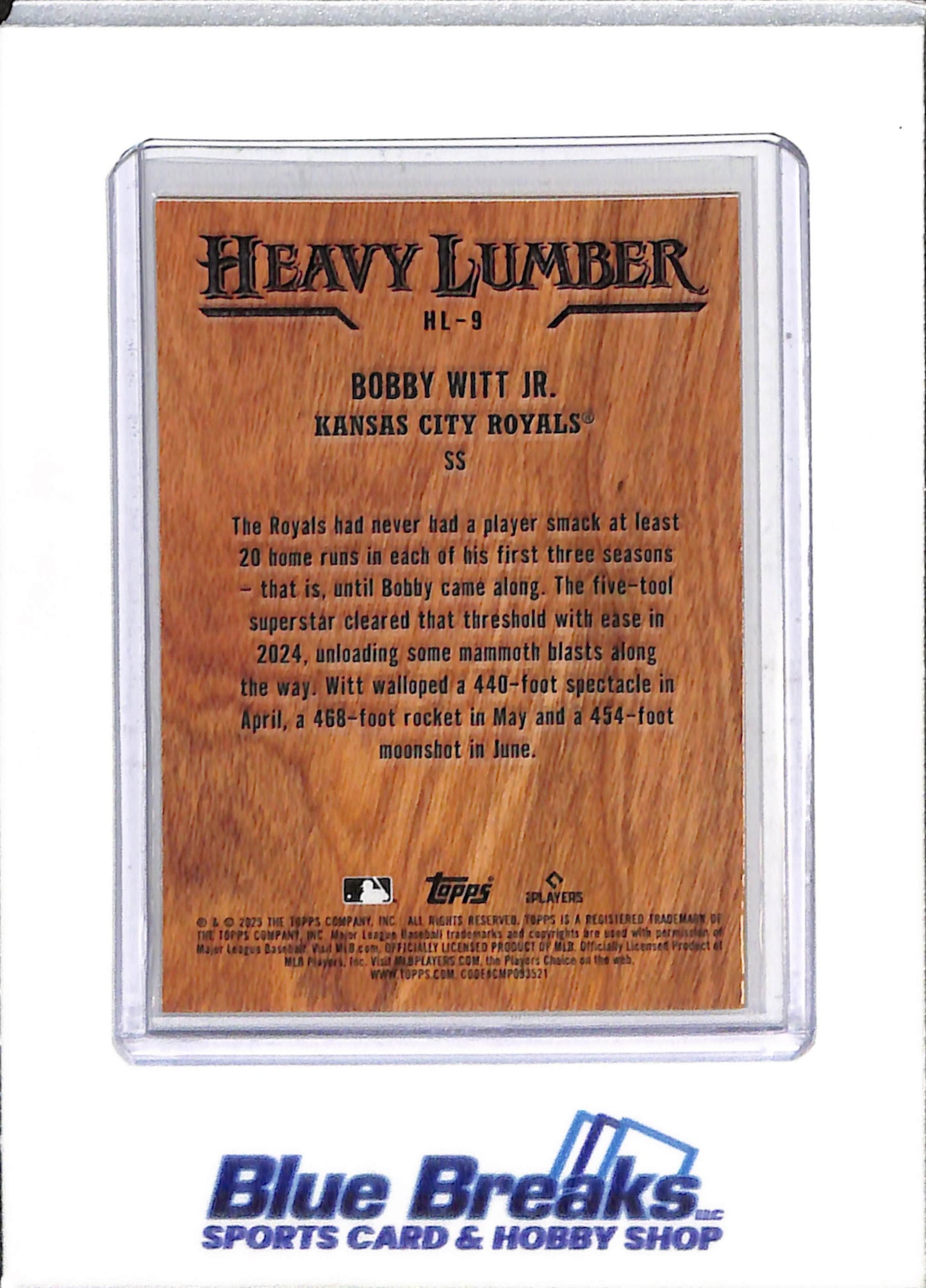 2025 Topps - Heavy Lumber - Bobby Witt Jr. - #HL-9 - Baseball - Royals - drop