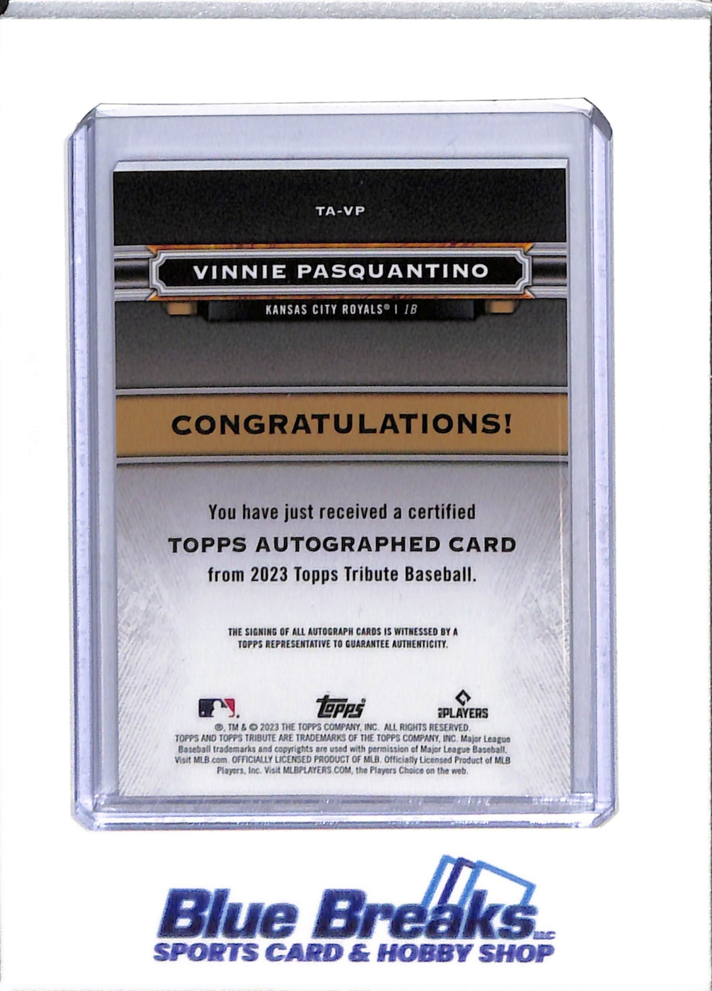 2023 Topps - Tribute Auto - Rookie Card - Vinnie Pasquantino - 053/199 - #TA-VP - Baseball - Royals - drop