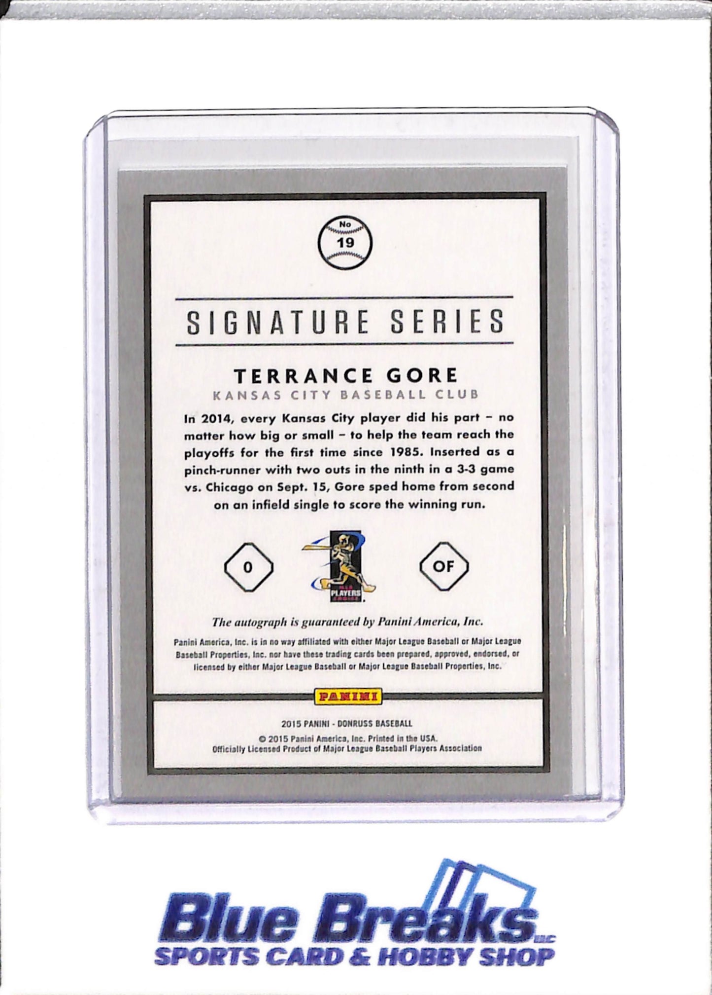 2015 Panini - Donruss - Signature Series - Rookie Card - Auto - Terrance Gore - #19 - Baseball - Royals - drop
