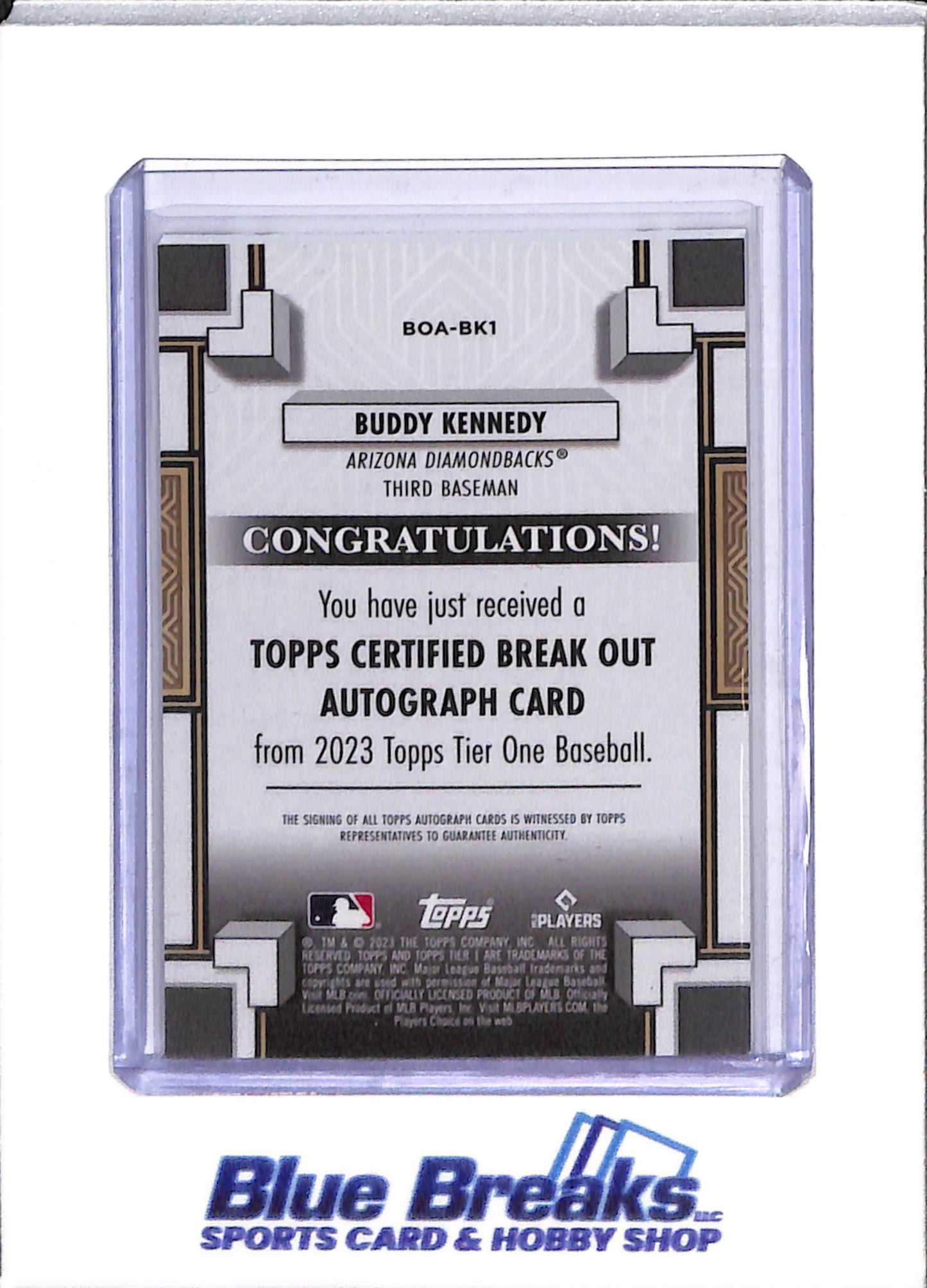 2023 Topps - Tier One - Break Out - Auto - Buddy Kennedy - 173/299 - #BOA-BK1 - Baseball - Diamondbacks - drop
